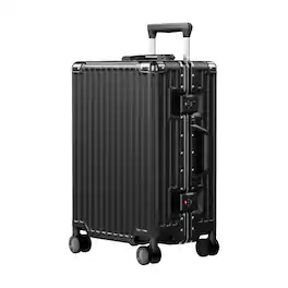 Brick Attic - 20 Inch Luggage PC+ABS Aluminum Frame Zipperless Checked Luggage Hard Shell Suitcase with TSA Lock Double Spinner Wheels - Black
