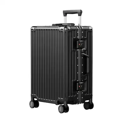 Front. Brick Attic - 20 Inch Luggage PC+ABS Aluminum Frame Zipperless Checked Luggage Hard Shell Suitcase with TSA Lock Double Spinner Wheels - Black.
