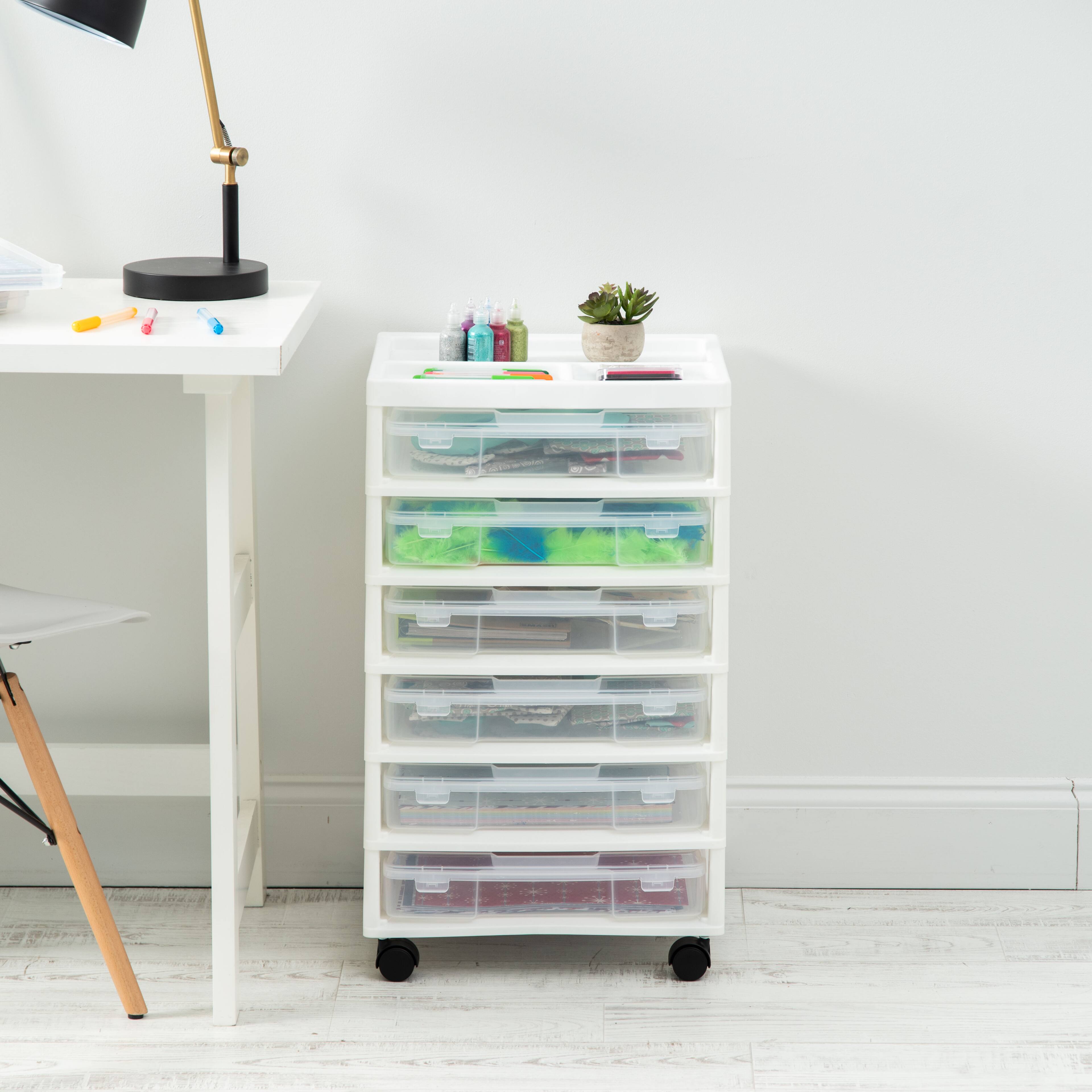 Alt View 4. IRIS USA - IRIS USA Plastic Scrapbook Storage Cart - White.