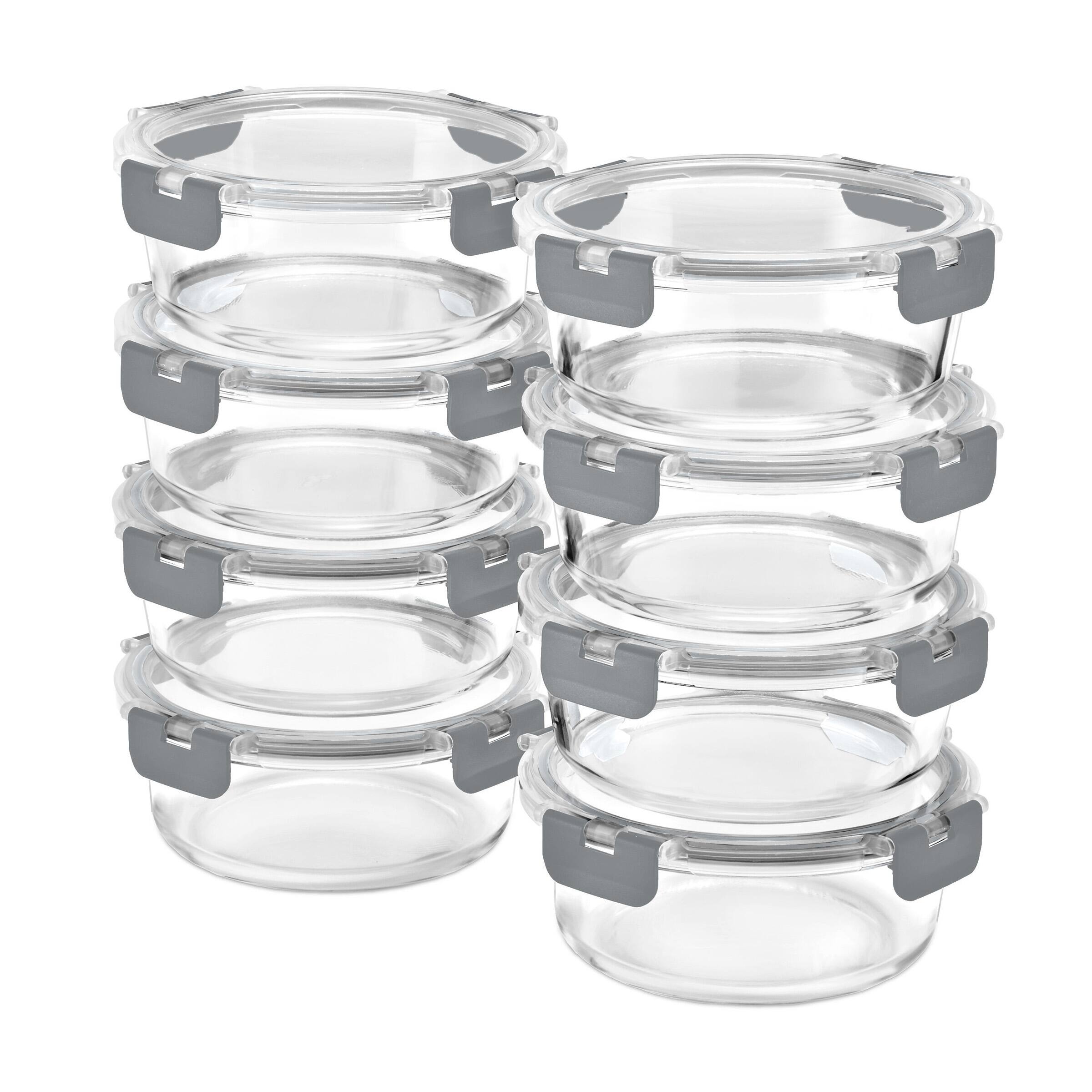 Sorbus - 16 Piece Round (970ml/ 32.7oz) Glass Meal Prep Containers Airtight Lids Dishwasher Freezer Oven Microwave Safe - Gray