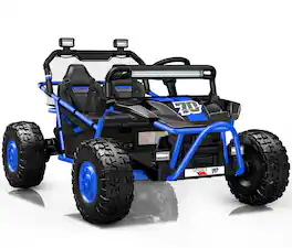 FIRST RIDE ON - 36V Kids Ride On UTV, 2-Seater 400W Electric Car for Kids 6+, 5-8 MPH Speed, 14" EVA Wheels, Metal Frame Bluetooth Music - Cobalt Blue