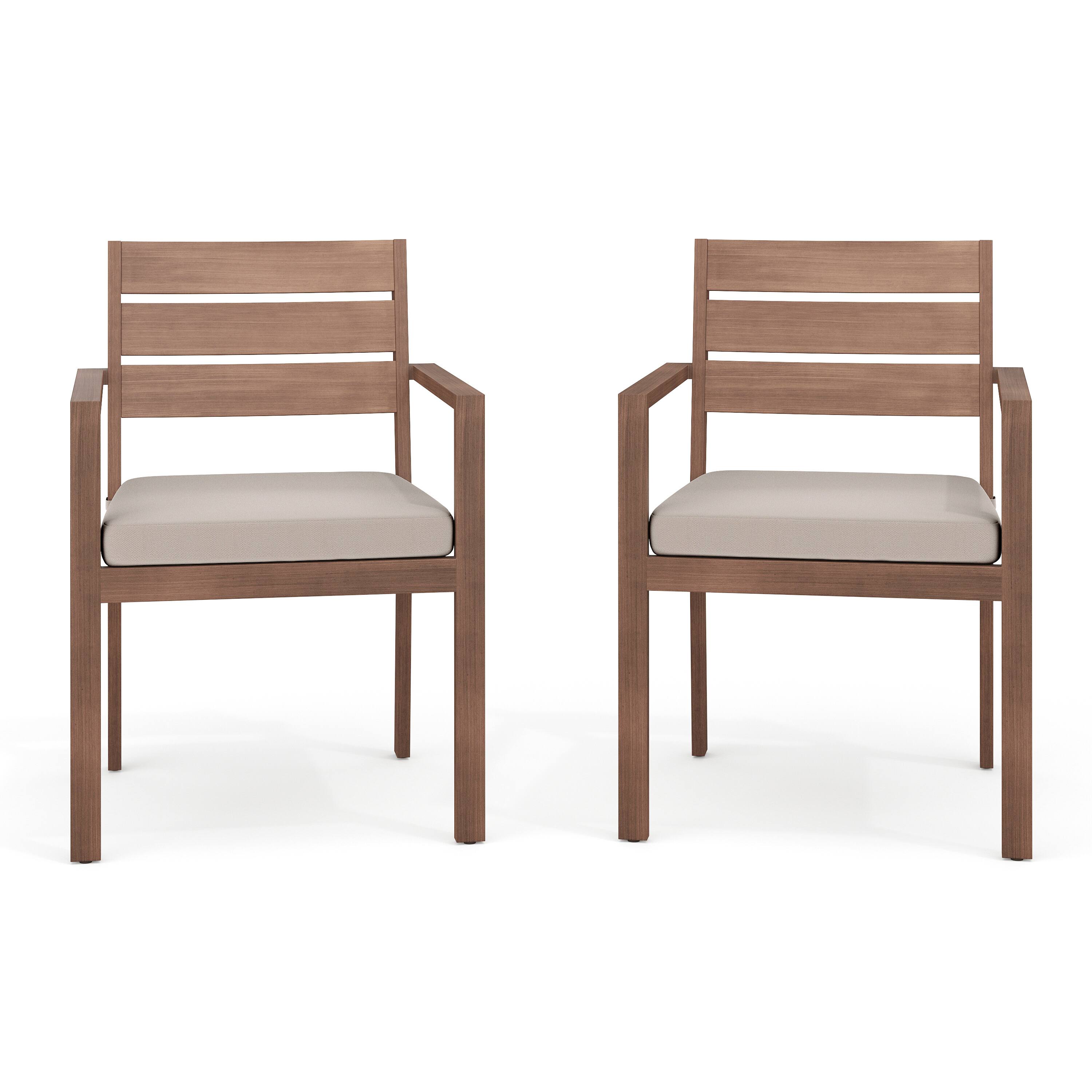 Front. Martha Stewart - Bedford 2PK All-Weather Stacking Patio Dining Armchairs with Seat Cushions - Brown.