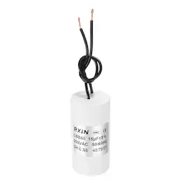 Unique Bargains - 15uF CBB60 Running Capacitor, AC 250V Cylinder 2 Wire for Air Conditioner, Compressor, Washing Machine - White