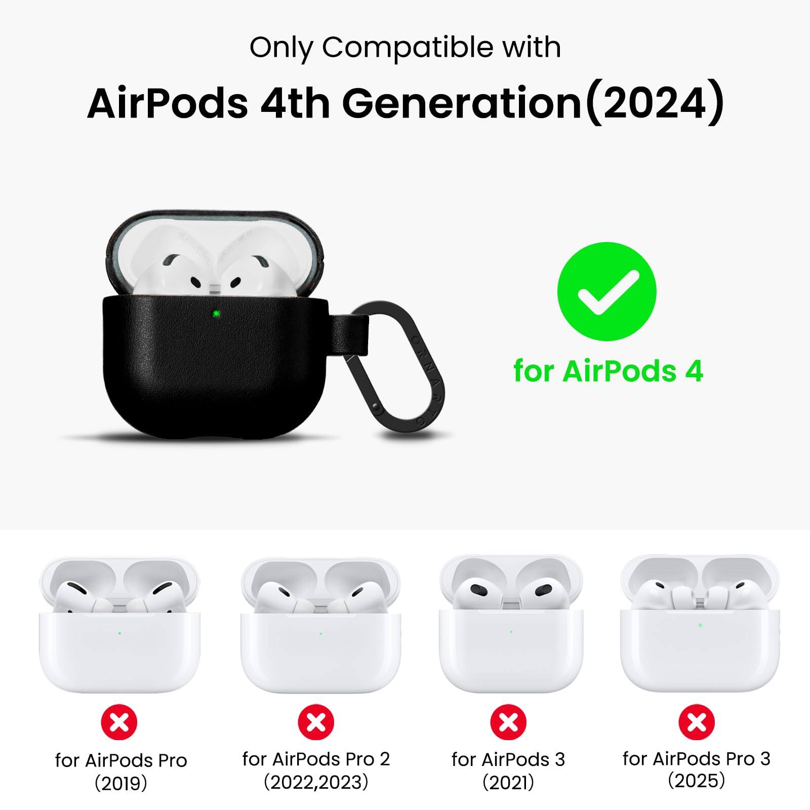 Only Compatible with AirPods 4th Generation (2024)

- for AirPods 4
- for AirPods Pro (2019)
- for AirPods Pro 2 (2022, 2023)
- for AirPods 3 (2021)
- for AirPods Pro 3 (2025)