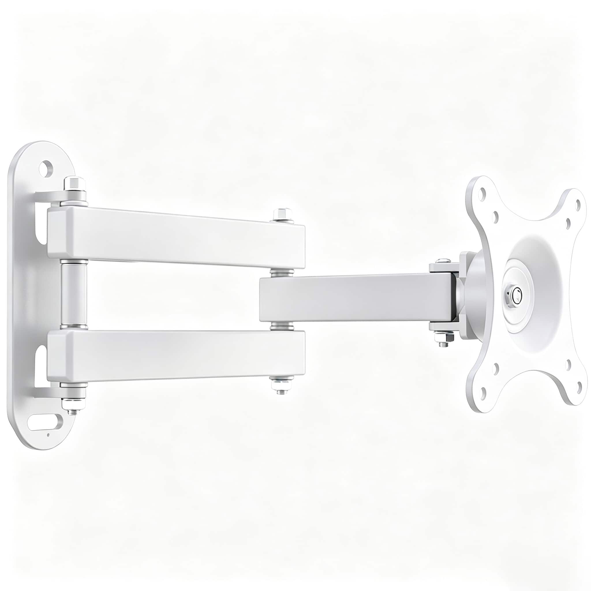 Dazzed Corner - Articulating Full‑Motion Wall Mount Bracket for 10"-30" LCD LED Screens, Max VESA 100x100mm, 33lbs Load - White