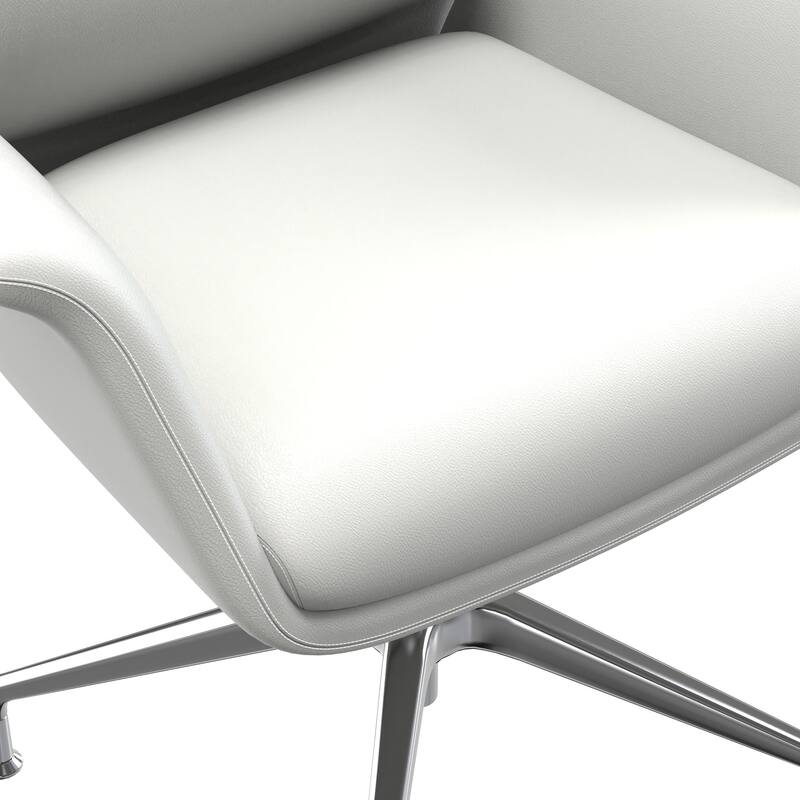 Alt View 3. LeisureMod - Summit Ergonomic Office Chair with Faux Leather, Adjustable Height & Swivel for Home or Work - White.