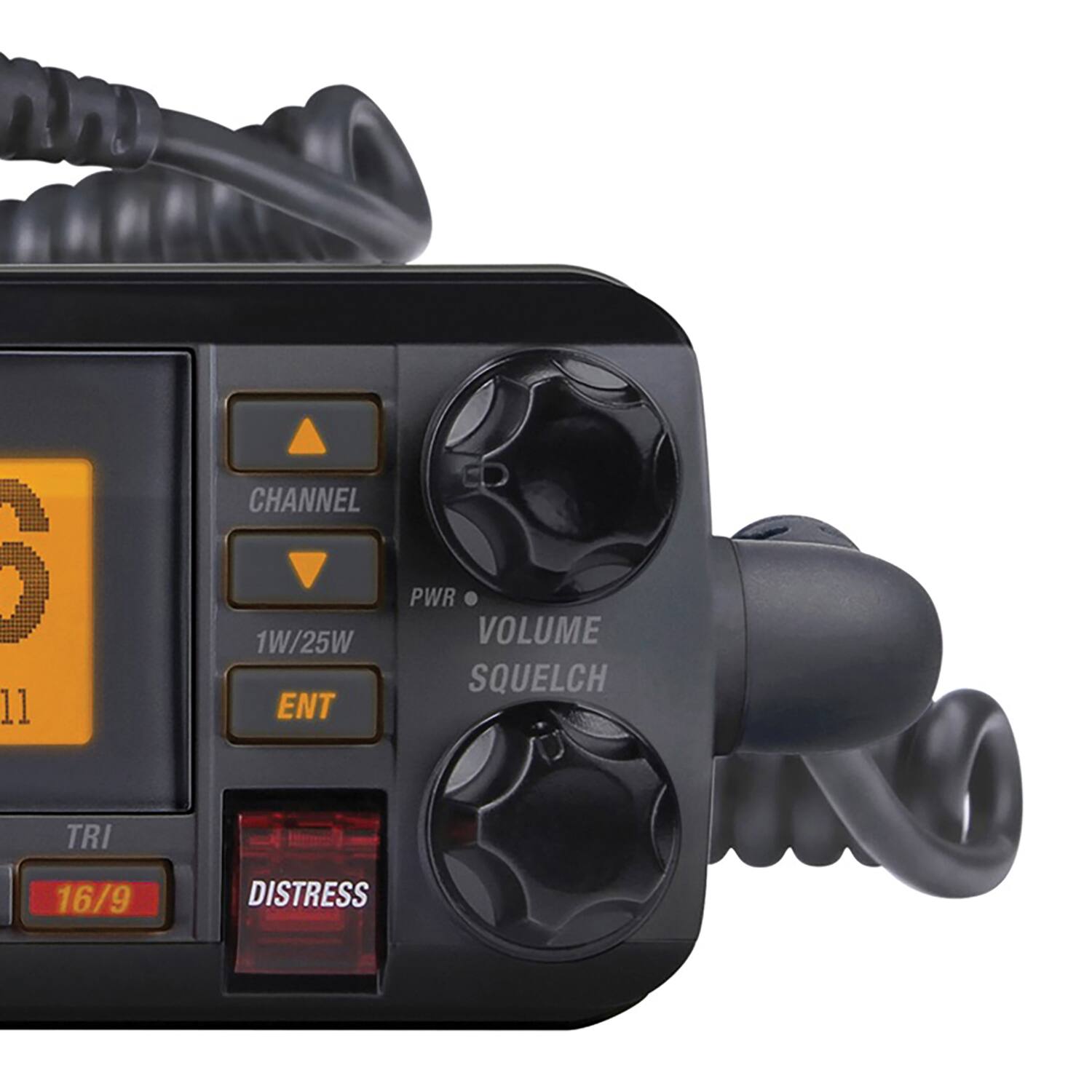 CHANNEL  
11  
1W/25W  
ENT  
TRI  
16/9  
DISTRESS  
PWR  
VOLUME  
SQUELCH