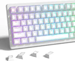 Womier - Shine Through PBT Keycaps Set, Cherry Profile Custom Keycaps for Cherry Gateron MX Switches Mechanical Keyboard - White-142 Keys