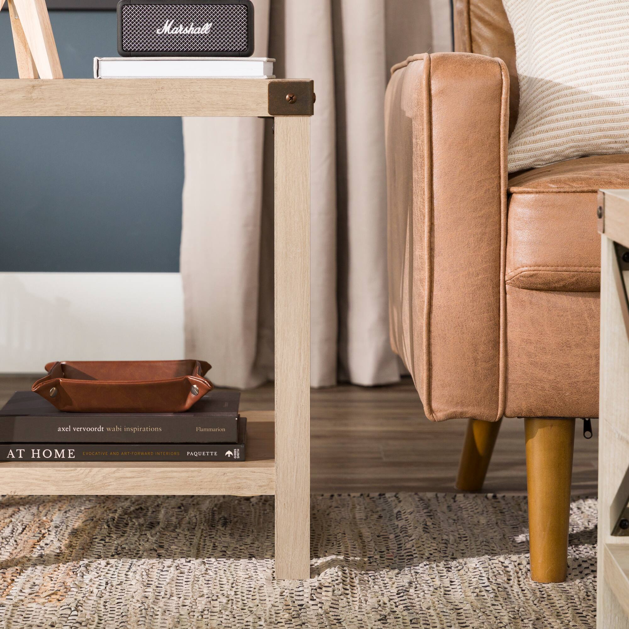 Alt View Zoom 11. Walker Edison - Farmhouse Metal Accent Side Table - White Oak.