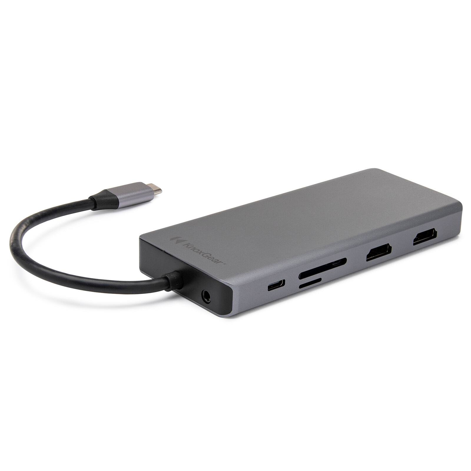 Angle. Knox - Knox Gear Kernel 13-in-1 USB-C PD Multiple Display Charging Port Hub - Gray.