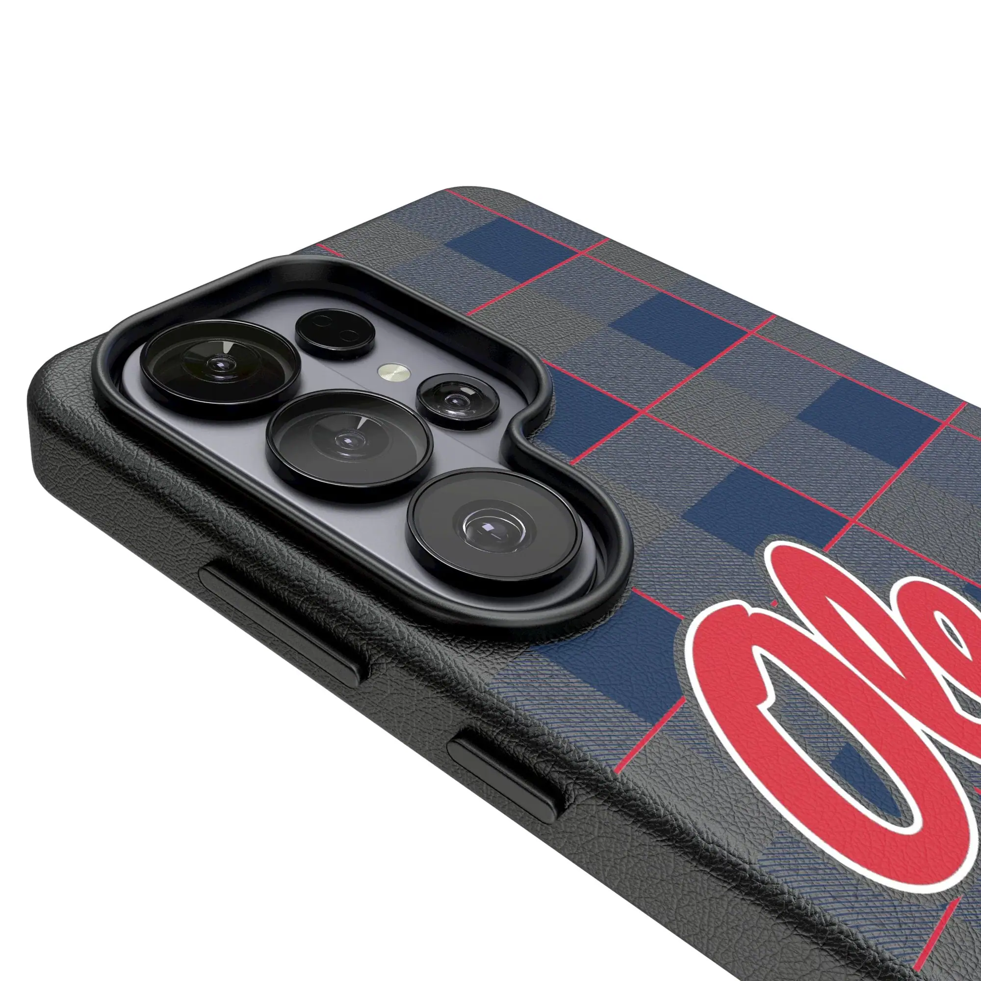 Alt View 2. Keyscaper - Ole Miss Rebels Plaid Galaxy Magnetic Bump Case - S24 Ultra - Black.