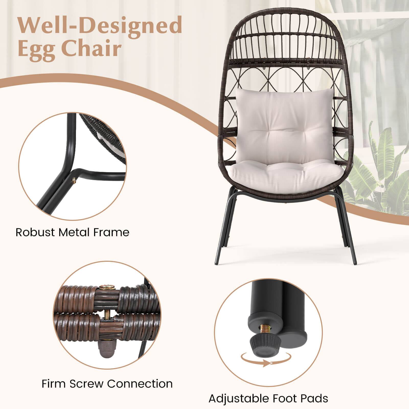 Well-Designed Egg Chair

- Robust Metal Frame
- Firm Screw Connection
- Adjustable Foot Pads