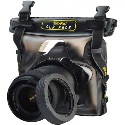 DiCAPac SLR PACK M NEUTRAL 007 17 r 1 sW U Canon CLOSE OPEN WATERPROOF CASE