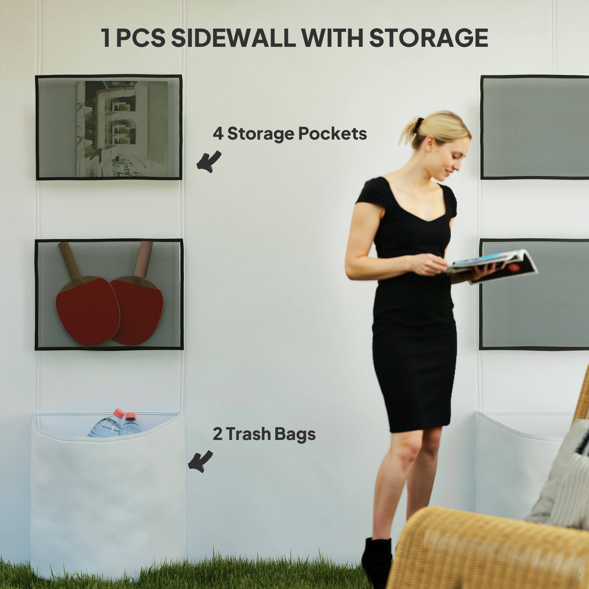 1 PCS SIDEWALL WITH STORAGE
4 Storage Pockets
2 Trash Bags