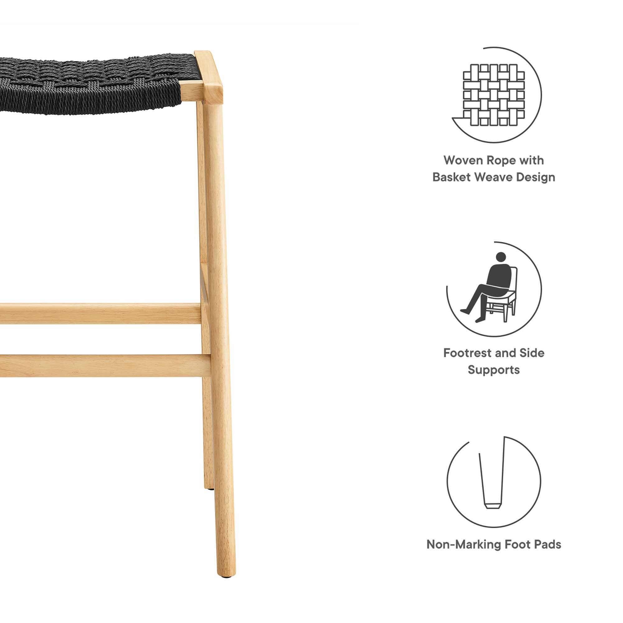 Woven Rope with Basket Weave Design  
Footrest and Side Supports  
Non-Marking Foot Pads