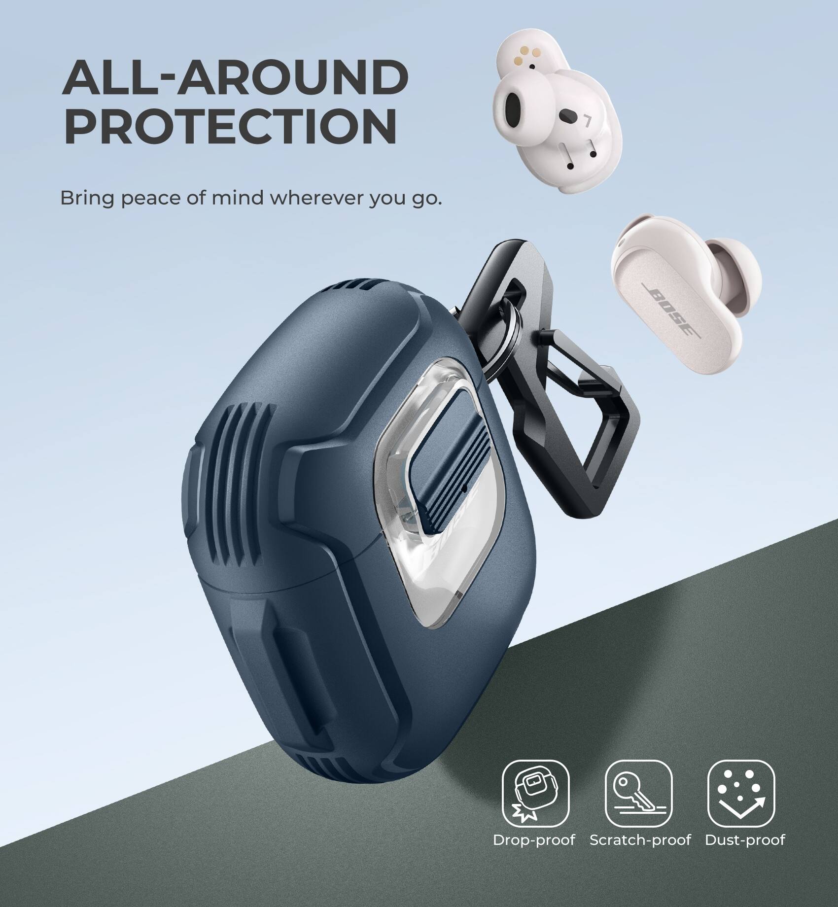 ALL-AROUND PROTECTION  
Bring peace of mind wherever you go.  

BOSE  
Drop-proof  
Scratch-proof  
Dust-proof