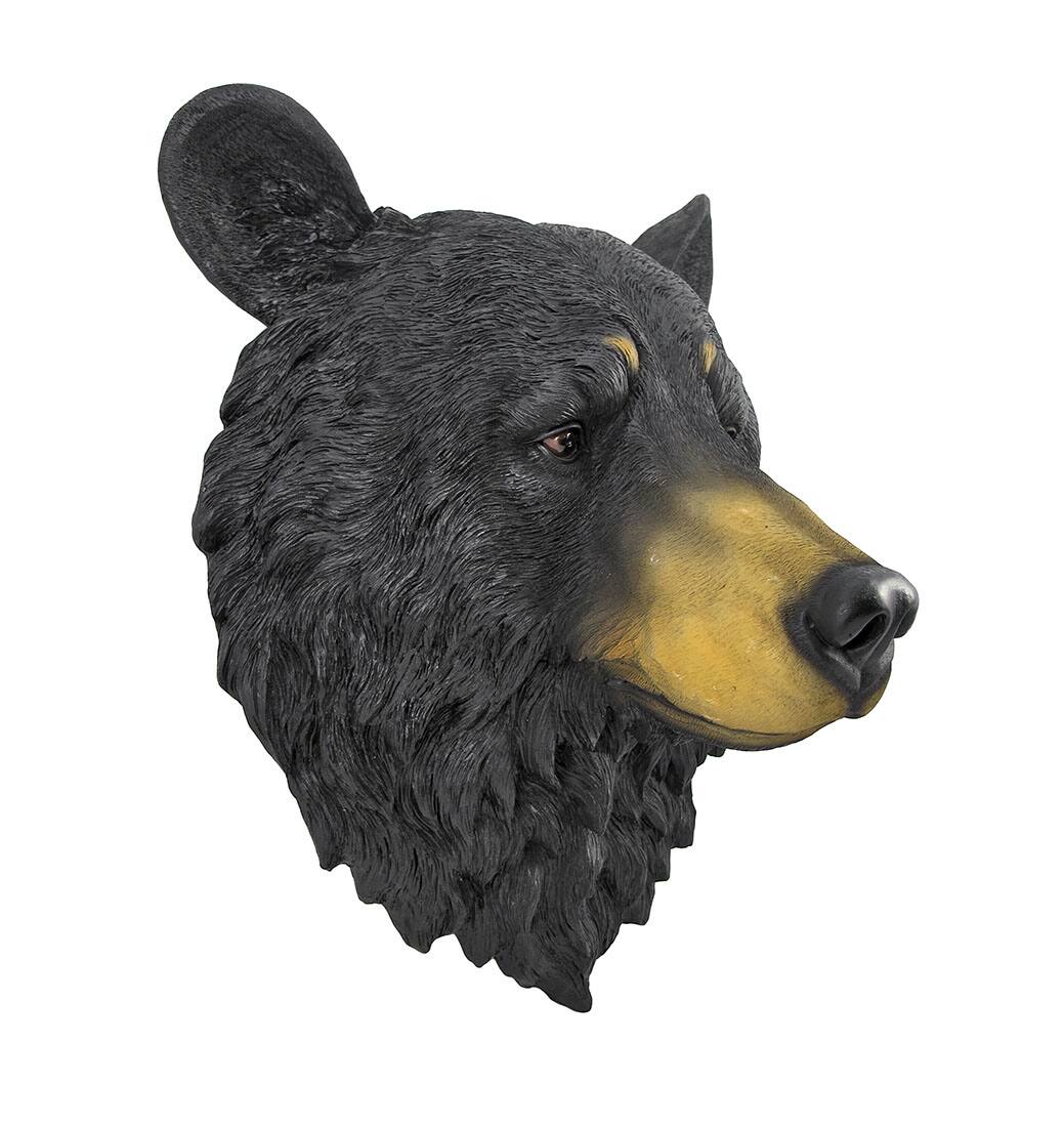 Alt View 1. Zeckos - Large 16 Inch Big Black Bear Head Bust Realistic Poly-Resin Wall Hanging Statue - Black.