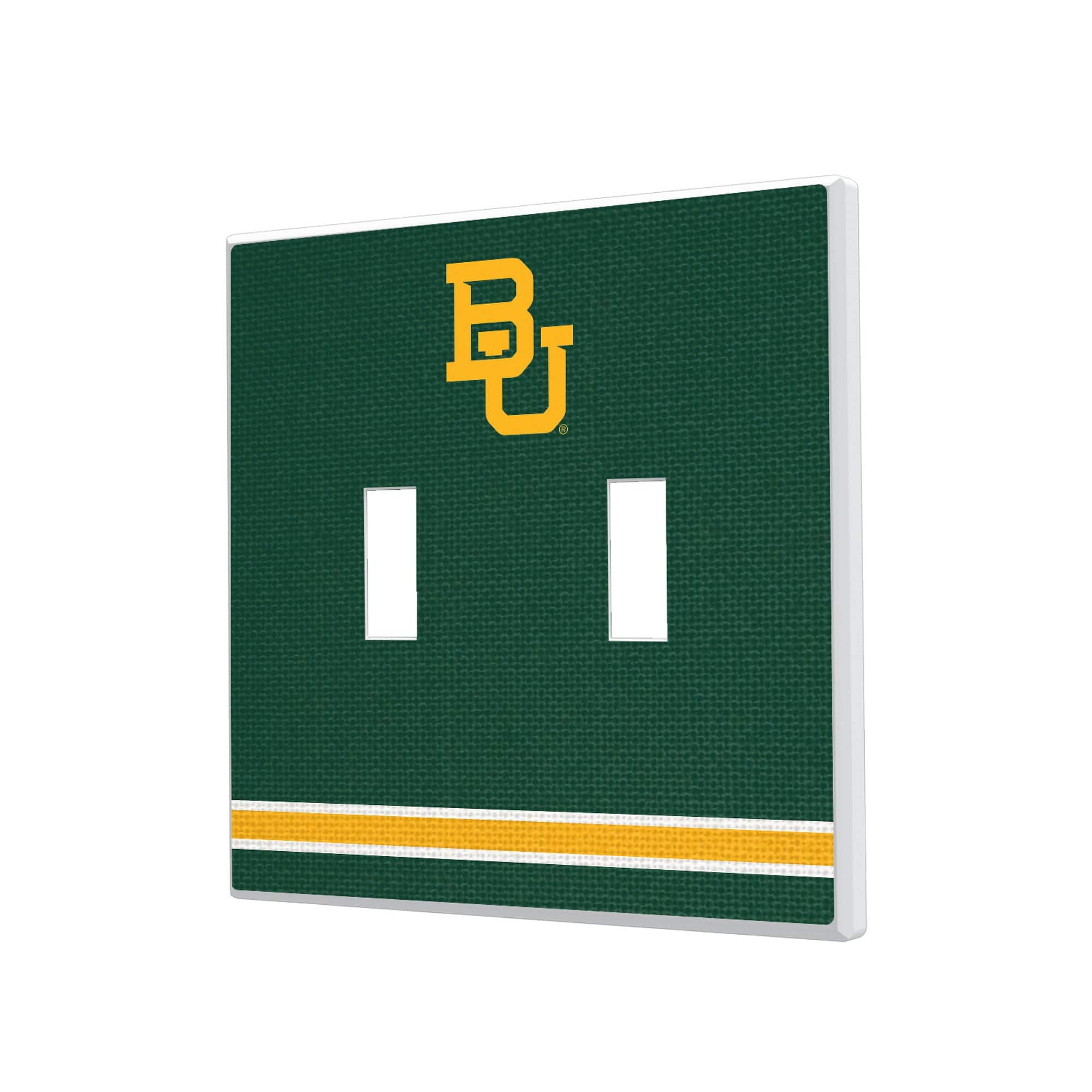 Keyscaper - Baylor Bears Stripe Design Double Toggle Light Switch Plate - Multicolor