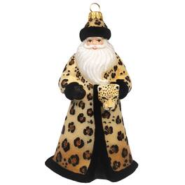 Joy to the World Collectibles - Joy to the World Glitterazzi Leopard Santa Polish Glass Christmas Ornament - Multicolor