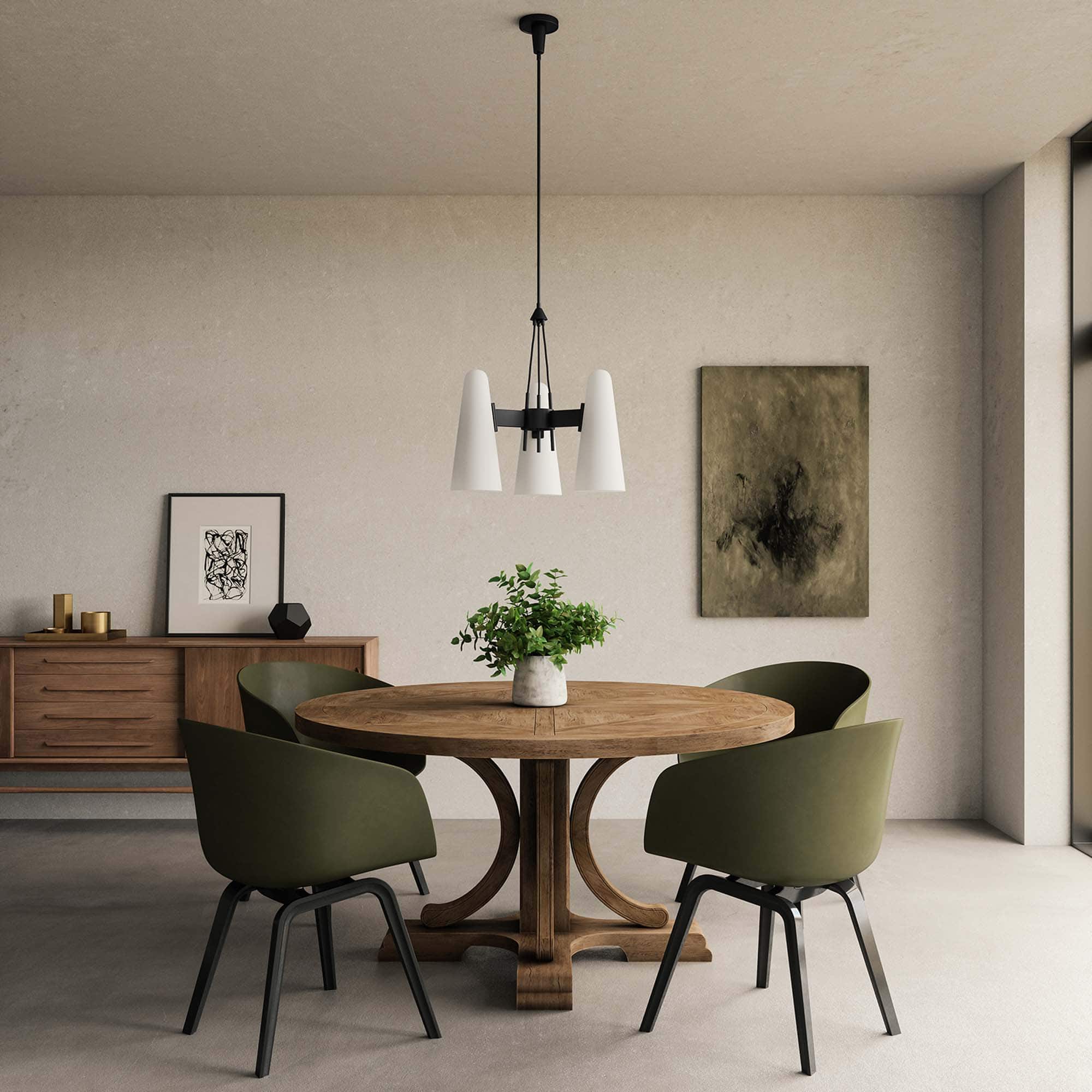 Beacon 3-Light Pendant Light by Modway - Opal Black