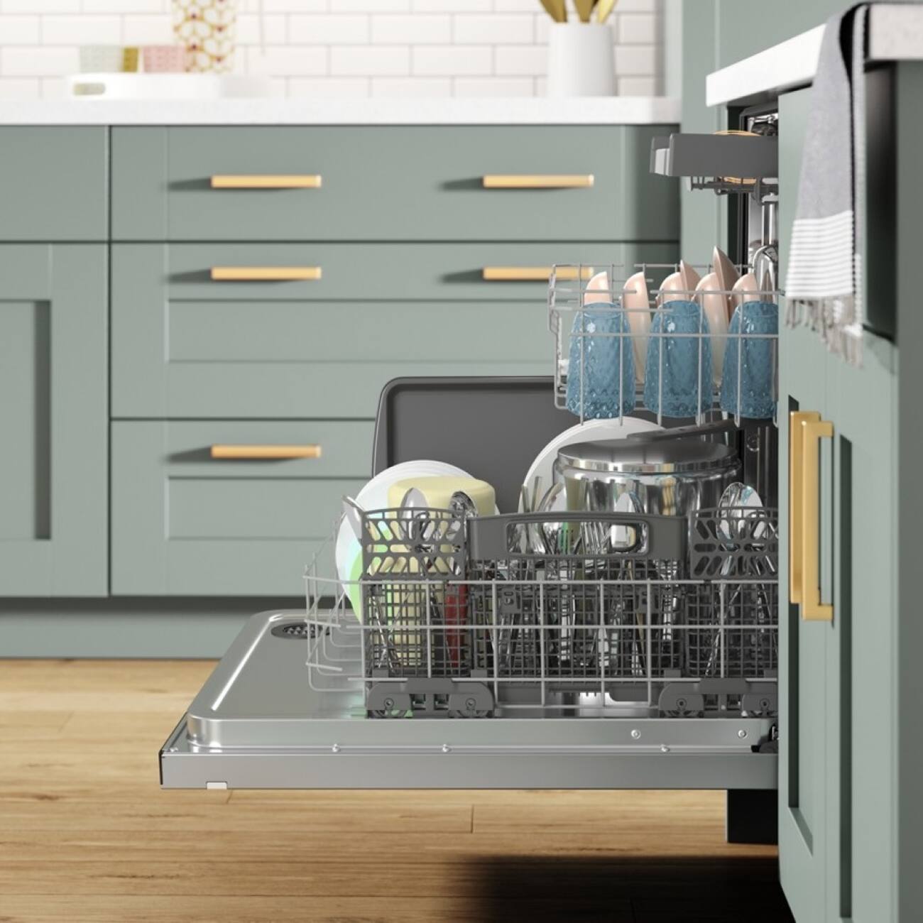 Alt View 7. Whirlpool - 24 inch Top Control Built-In Stainless Steel Tub Dishwasher with 3rd Rack, AI Intelligent Wash, 47 dBA - Stainless Steel.