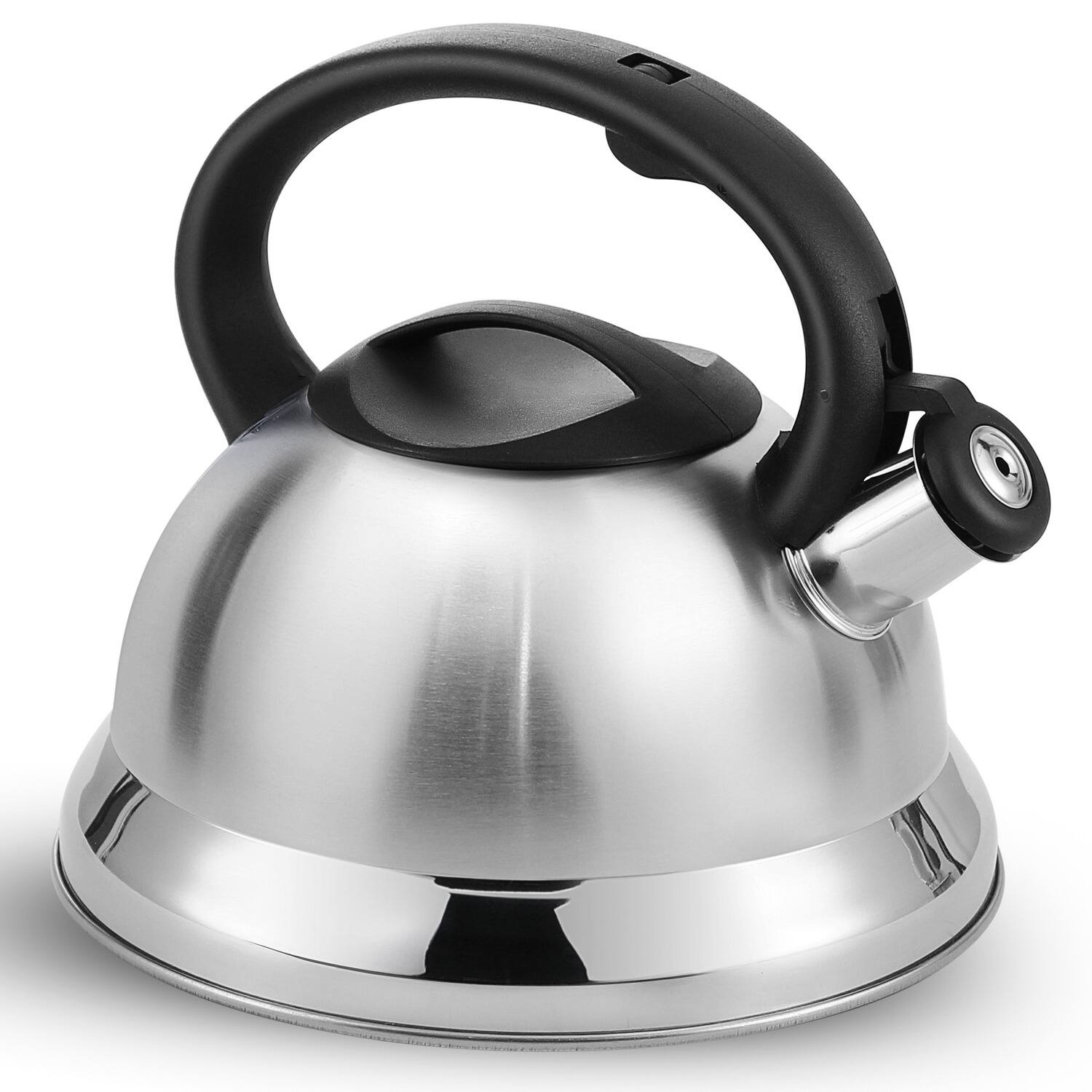 Alt View 3. Luminuxe - Whistling Tea Kettle, 3qt Stainless Steel Stove Top Kettle with Cool-Touch Handle, Fast Boil Tea Pot - Silver.