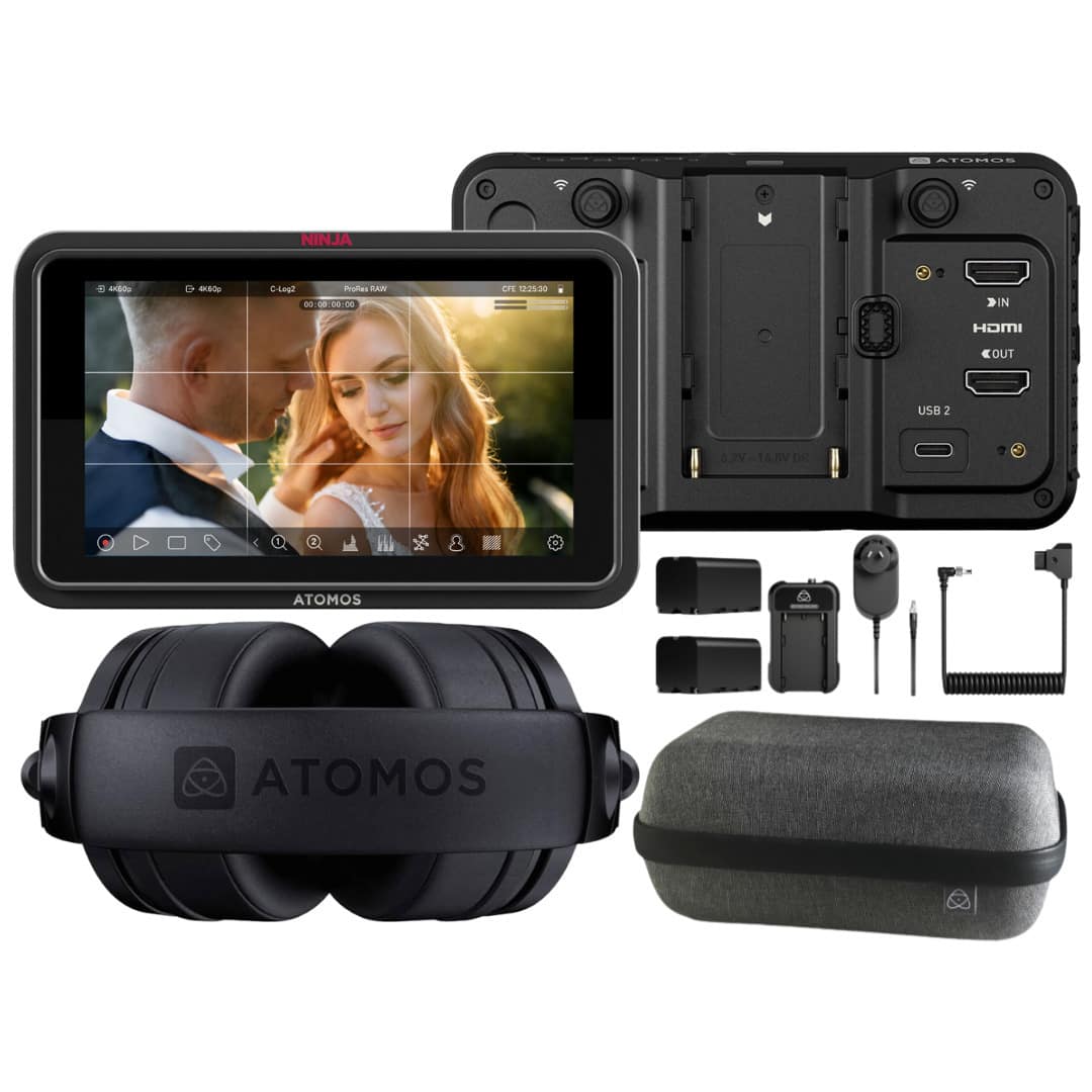 Atomos - Ninja TX GO Bundle with Universal Power Kit and Professional Headphones