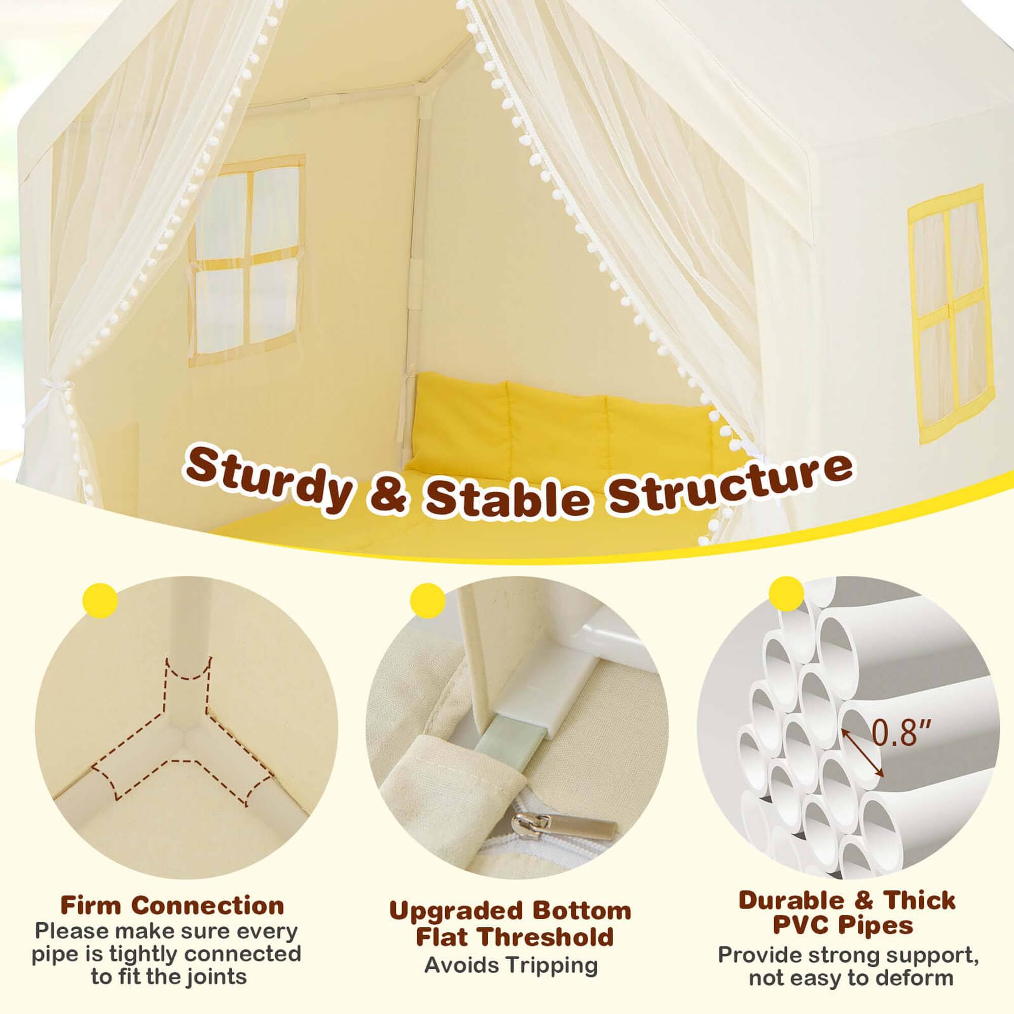 Sturdy & Stable Structure

Firm Connection
Please make sure every pipe is tightly connected to fit the joints

Upgraded Bottom Flat Threshold
Avoids Tripping

Durable & Thick PVC Pipes
Provide strong support, not easy to deform