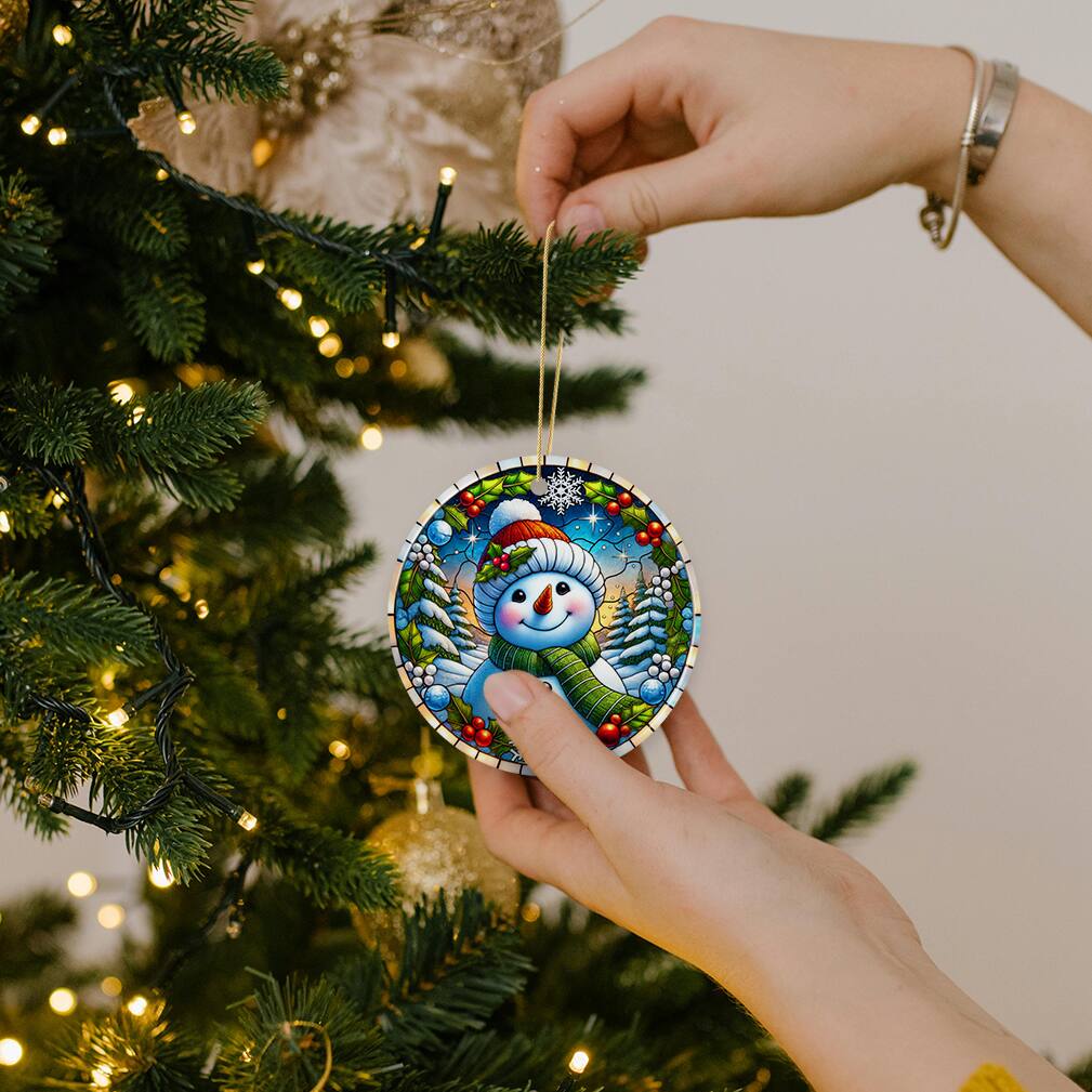 Alt View 1. OrnamentallyYou - Frosty and Holly Snowman Ornament Gift and Decor for Cheerful Winter Christmas Tree Version 4 - Multi-colored.