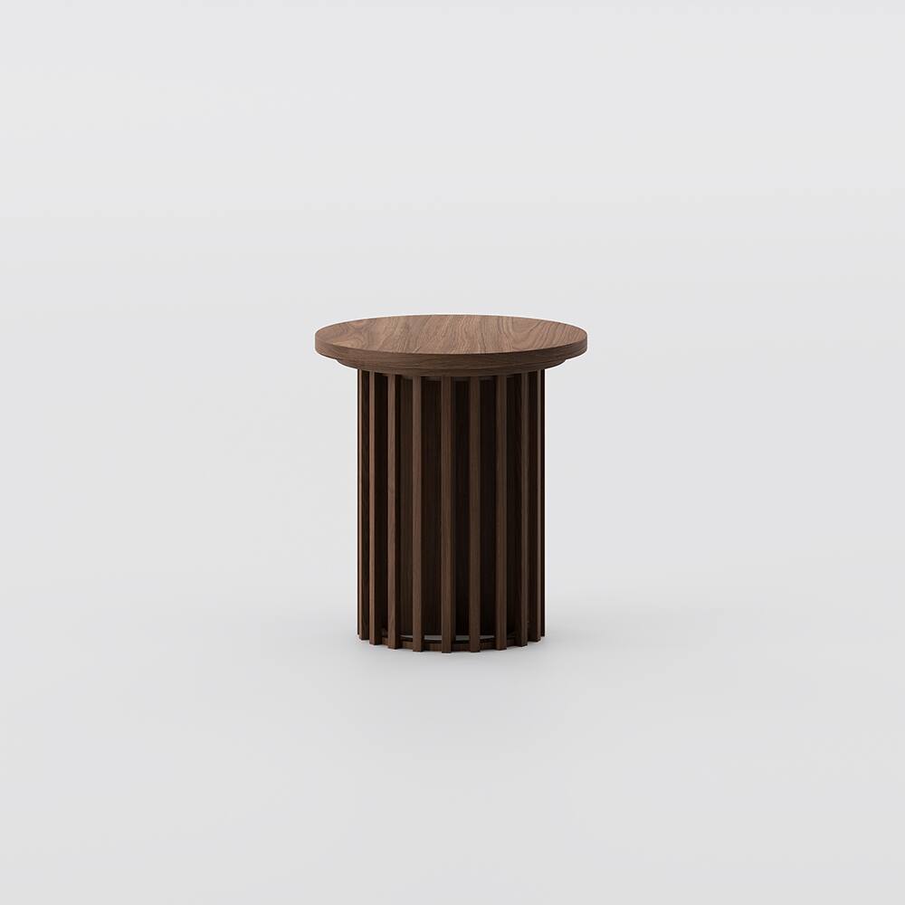 Alt View 5. POVISON - 17.72" Round Side Table, Modern Wood Side Table, End Table, MDF - Walnut Color.