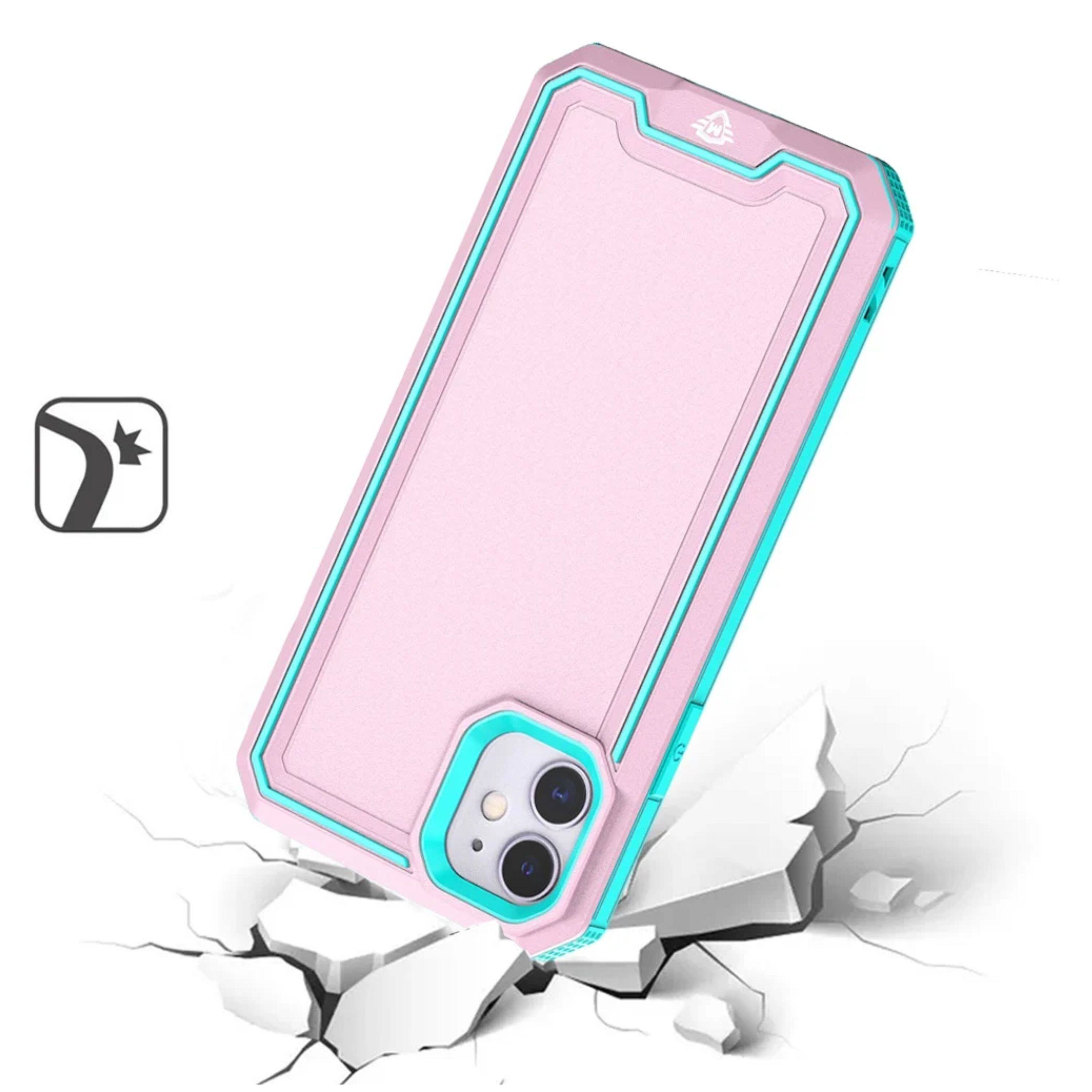 Angle. Kitcheniva - Shockproof Dual Layer Protection Phone Case With 2 Pcs Tempered Glass For iPhone 15 Pro Max Light Pink - Light Pink.