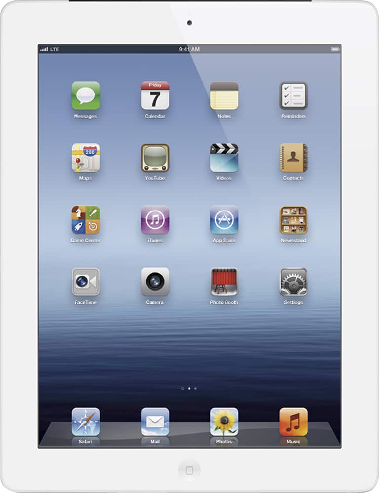 Front. Apple - iPad with Wi-Fi + Cellular - 64GB - 3rd Generation - White.