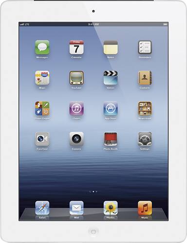 Front. Apple - iPad with Wi-Fi + Cellular - 64GB - 3rd Generation - White.