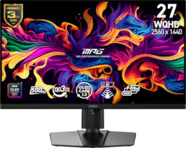 MSI - MPG271QRQDOLEDX50 27" Quantum Dot OLED QHD 500Hz 0.03ms FreeSyncPremium Monitor with HDR400 (DisplayPort, HDMI, USB-C) - Metallic Black - RGB