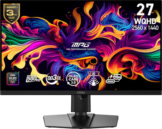 WARRANTY 3 YEARS OLED 27 WQHD 2560 X 1440 MAG MSI PERFORMANCE GAMING msi OLED GAMING QD 500Hz 0.03 ms GTG OLED CARE 3.0 AI 98W