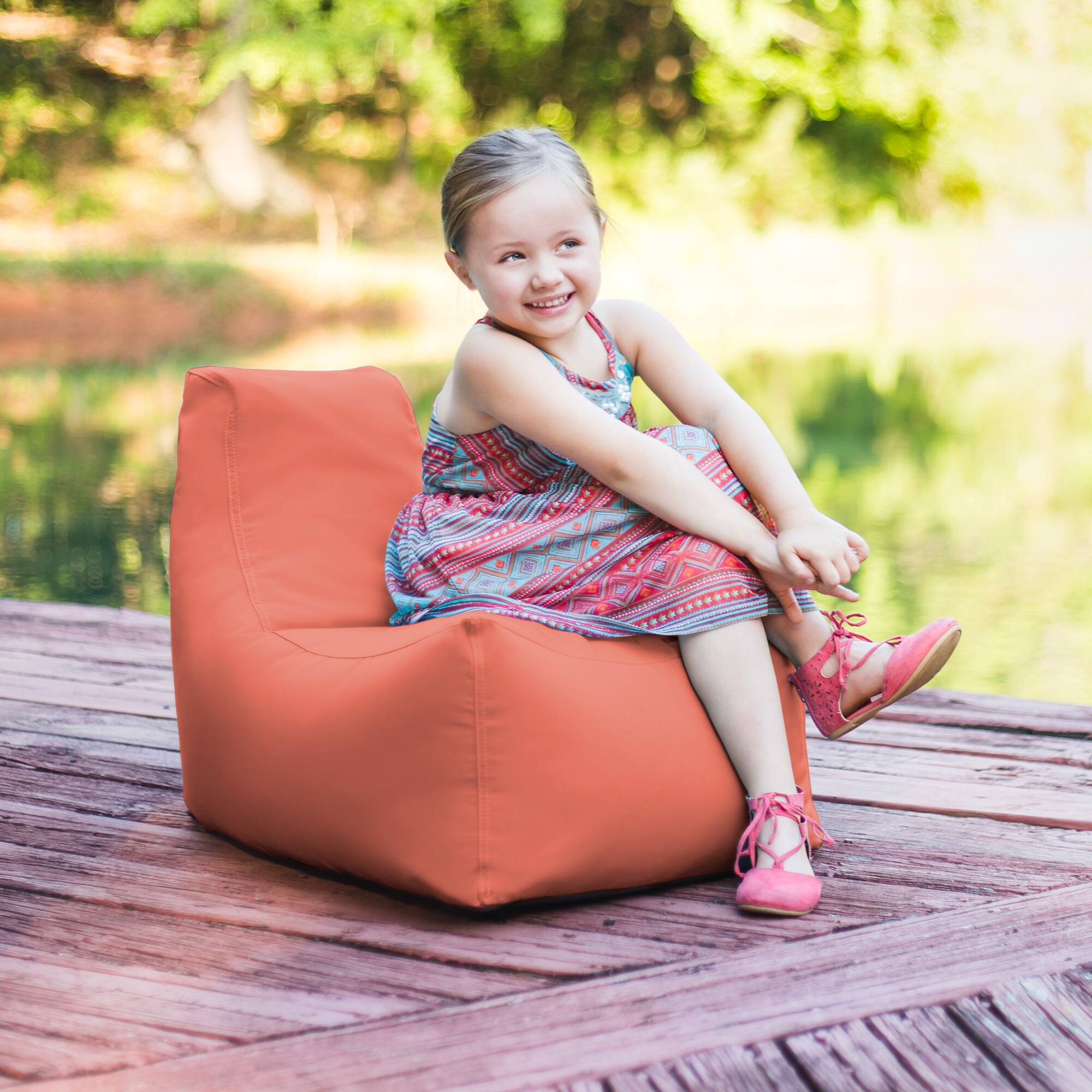 Back. Jaxx - Jaxx Juniper Jr Outdoor Kids Bean Bag Chair / Childrens Garden Chair, Flamingo - Flamingo.
