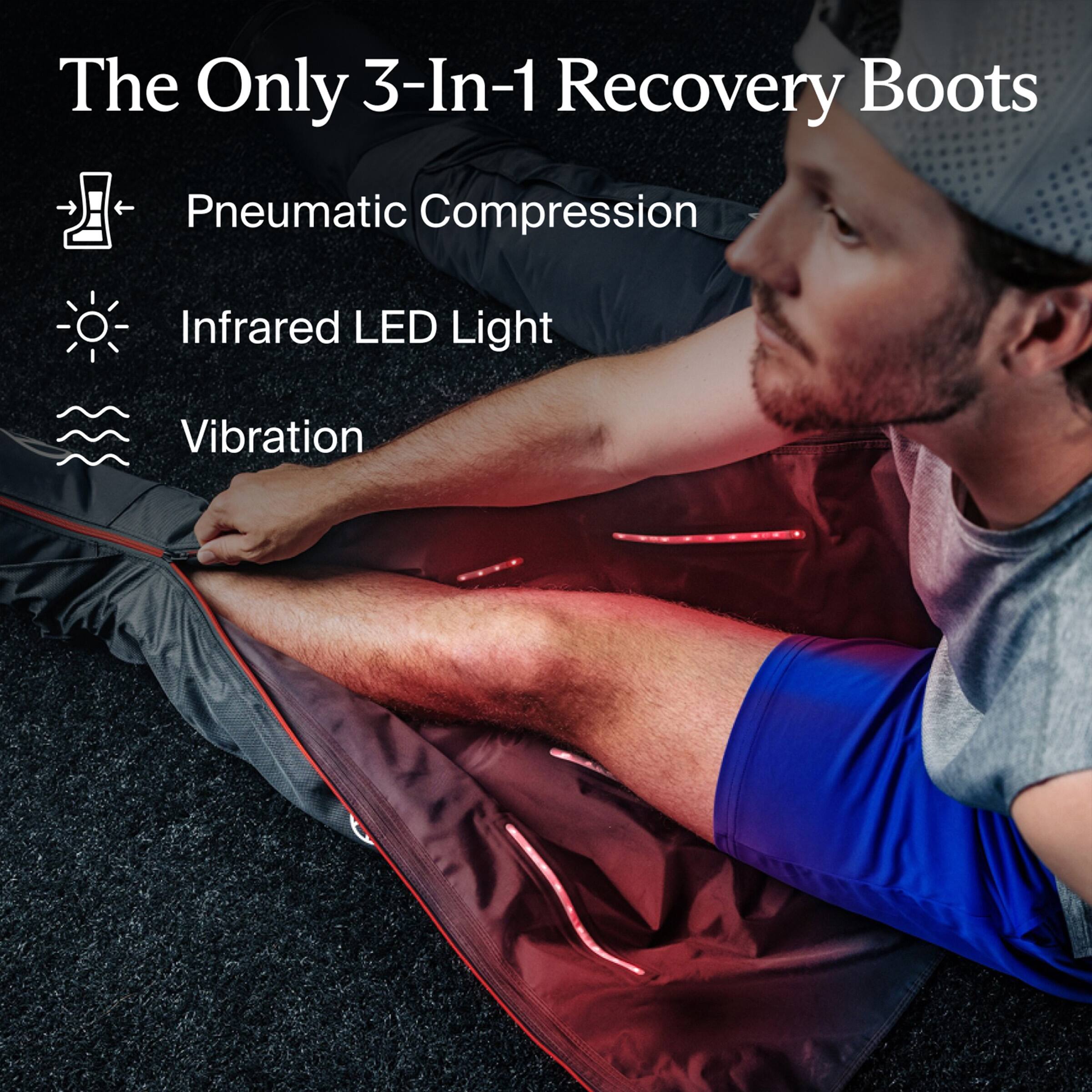 The Only 3-In-1 Recovery Boots

- Pneumatic Compression
- Infrared LED Light
- Vibration