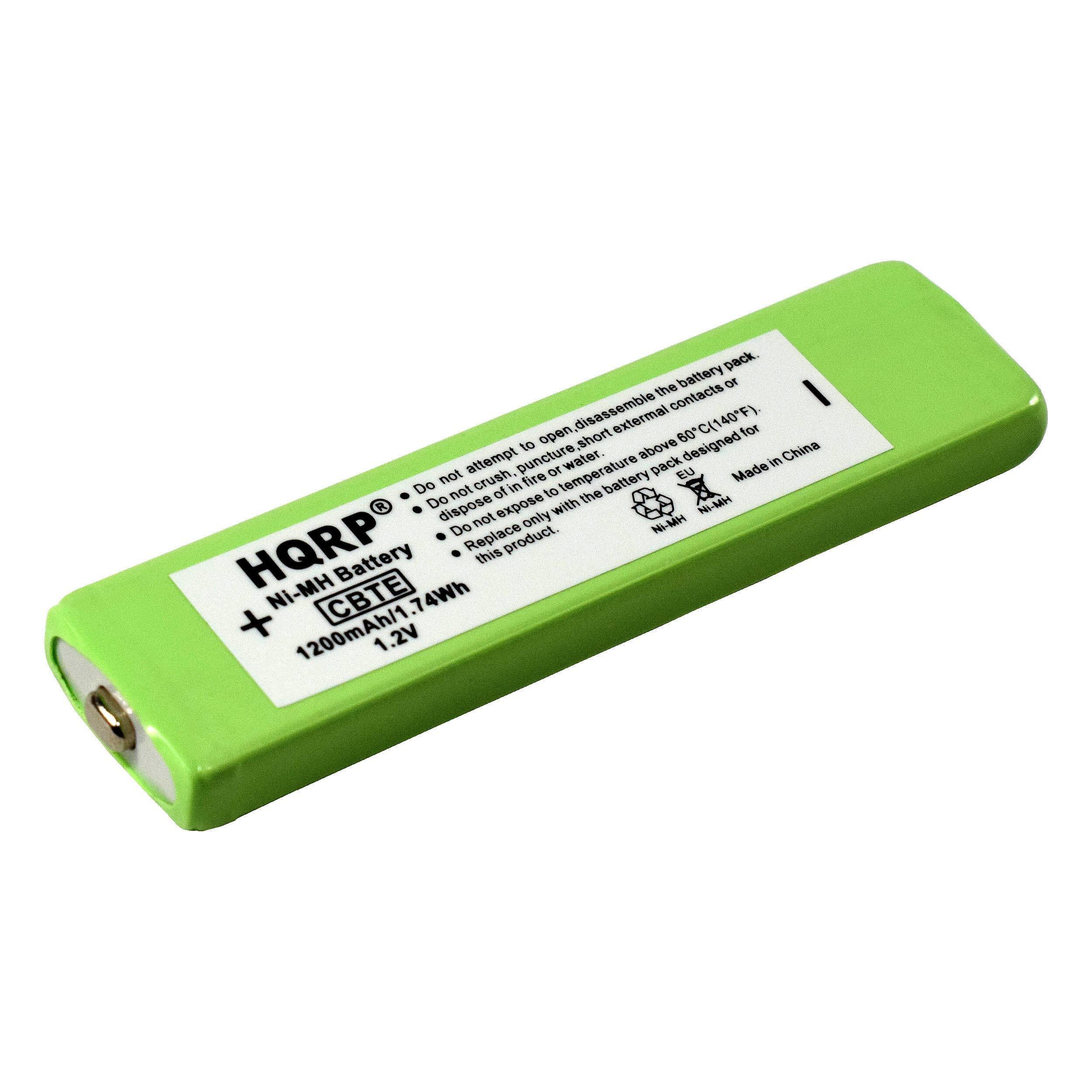 - Do not attempt to open, disassemble the battery pack.
- Do not crush, puncture or expose to fire.
- Do not expose to temperature above 60°C (140°F).
- Do not dispose of in water.
- Replace with the battery pack designed for this product.
- Made in China

HQRP® Ni-MH Battery
CBTE
1200mAh/1.2V
1.74Wh