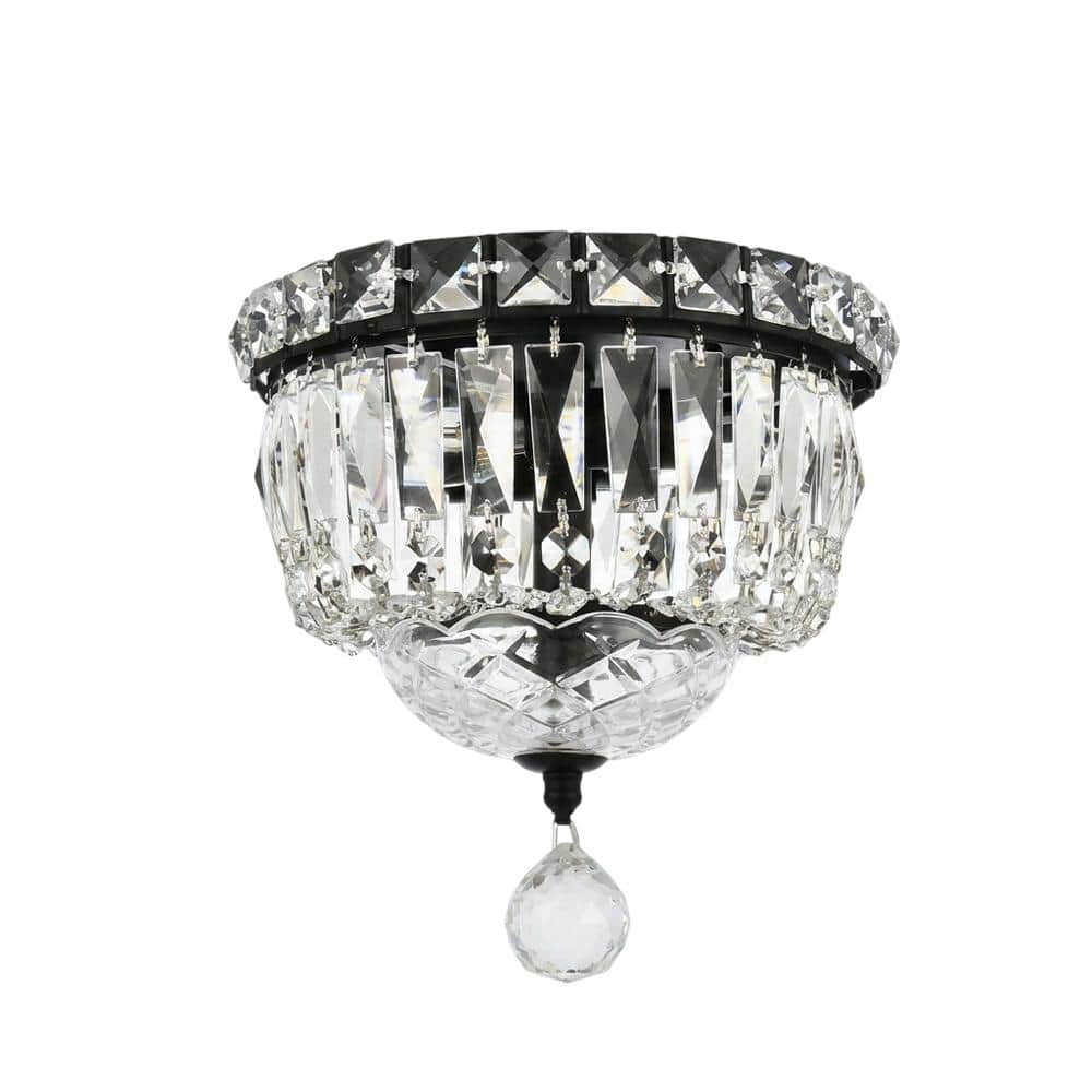 Elegant Lighting - Tranquil 8 inch black flush mount - Black And Clear