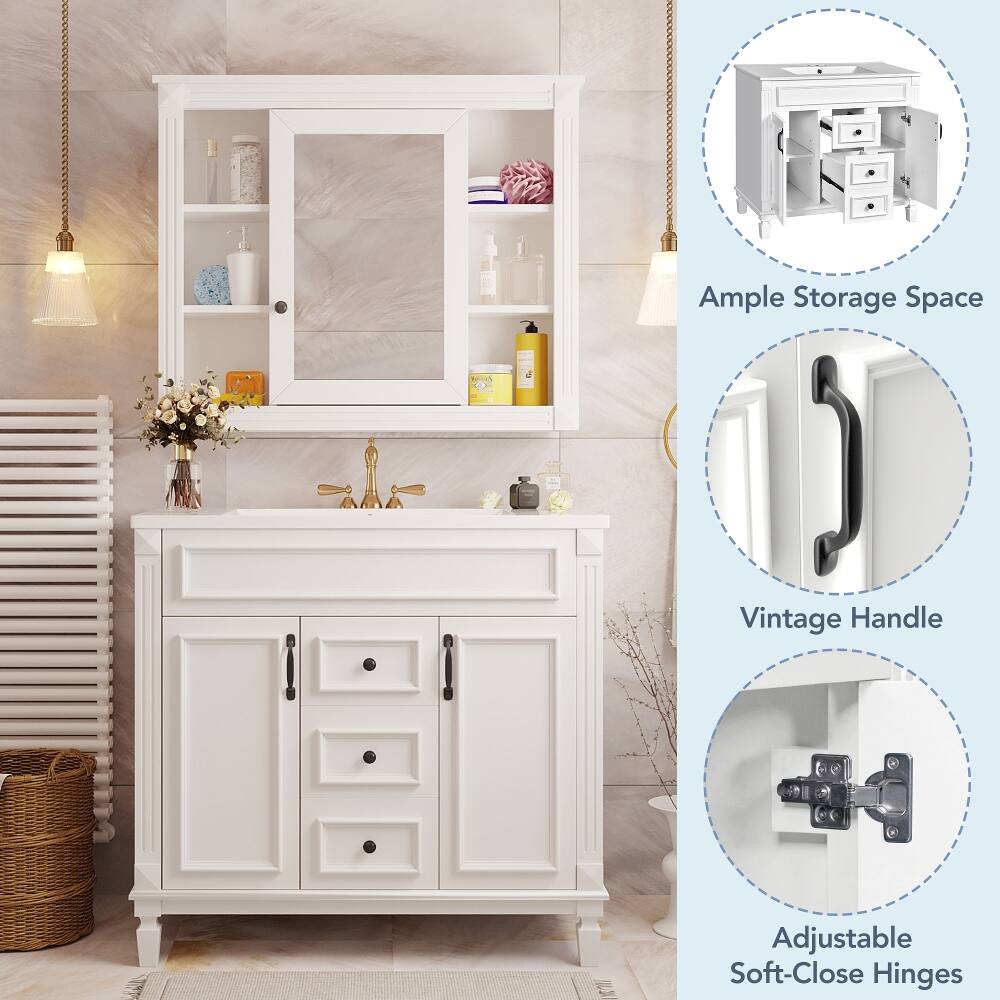 Ample Storage Space  
Vintage Handle  
Adjustable Soft-Close Hinges