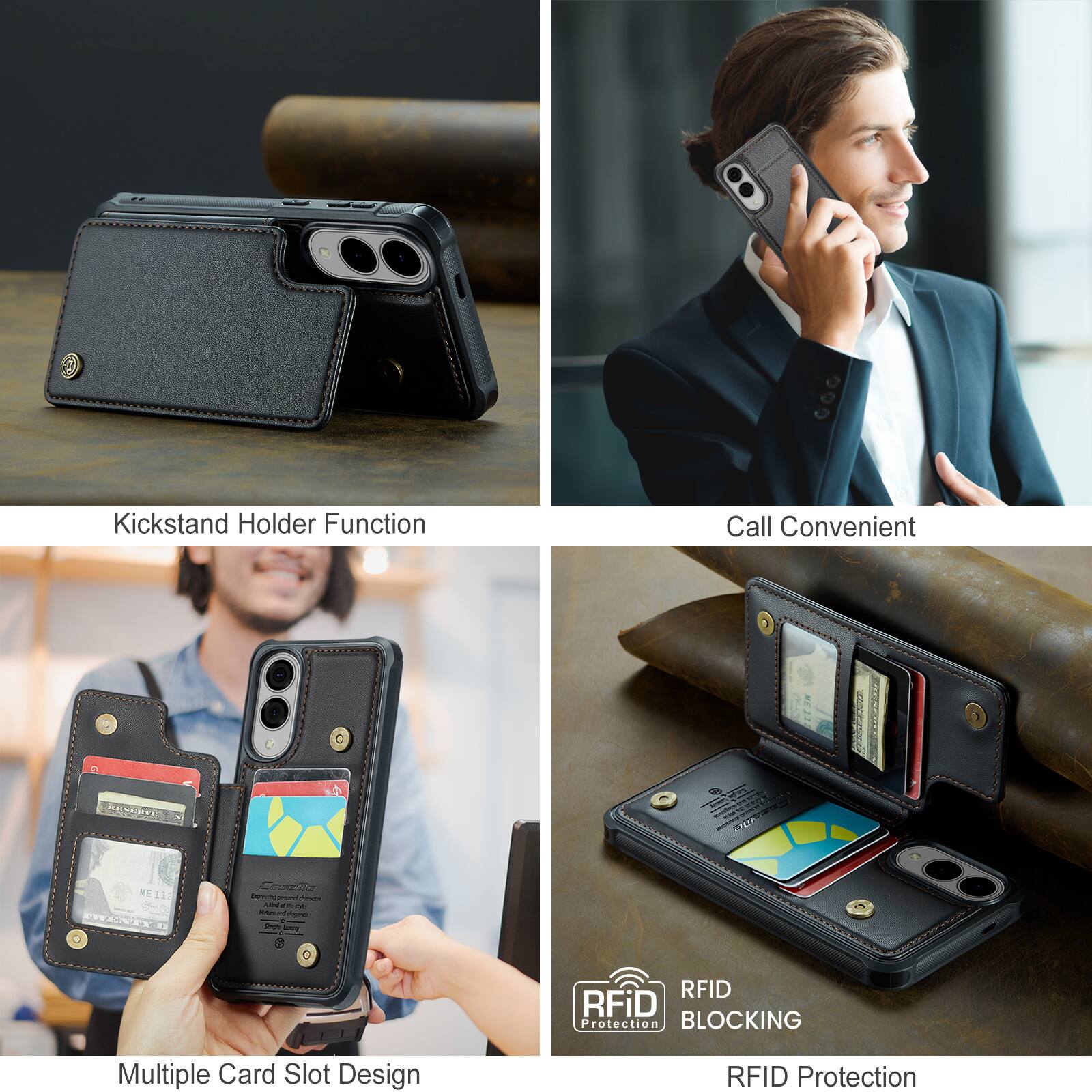 Kickstand Holder Function  
Call Convenient  
Multiple Card Slot Design  
RFID Protection