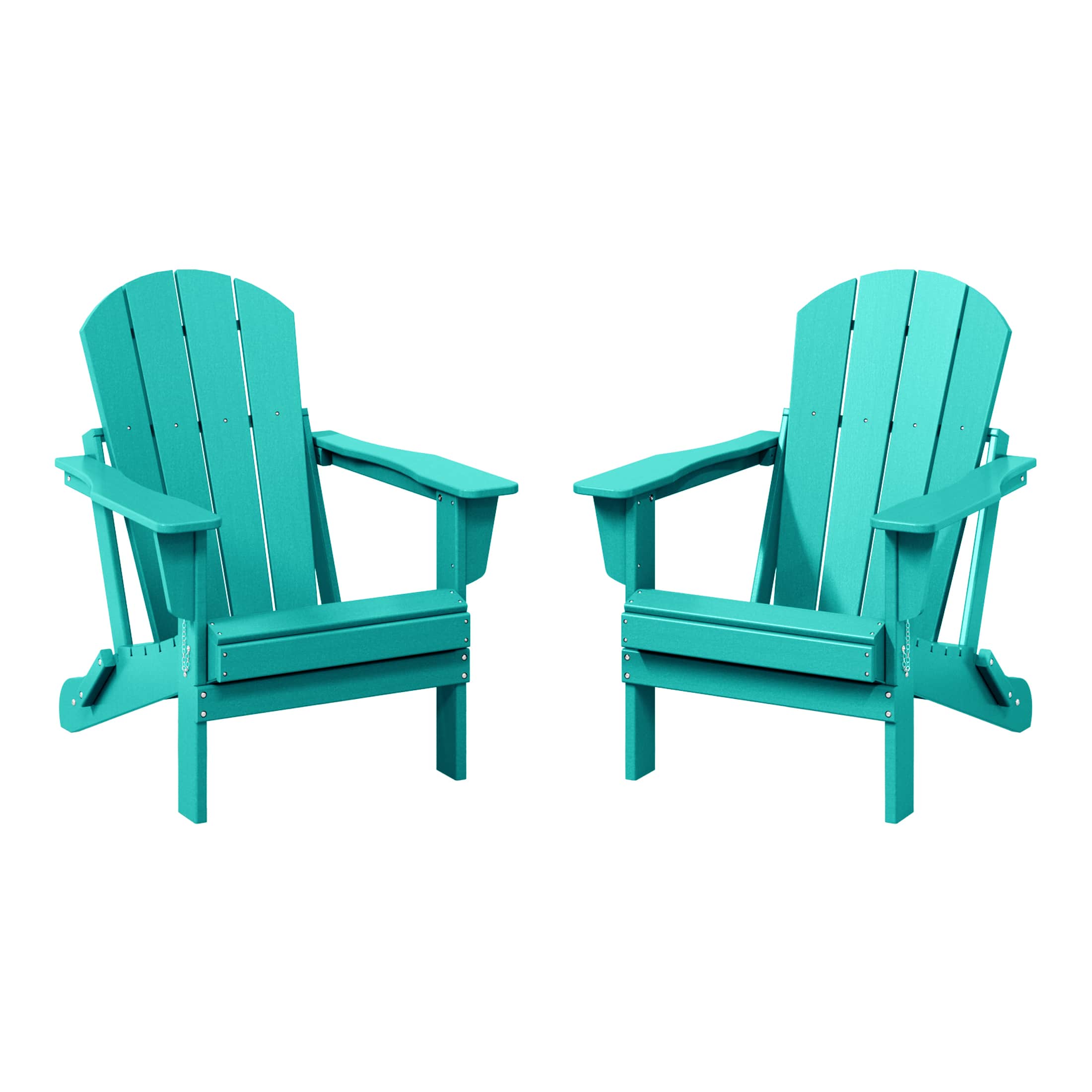 WestinTrends - Malibu Outdoor HDPE Folding Poly Adirondack Chairs (Set of 2) - Turquoise