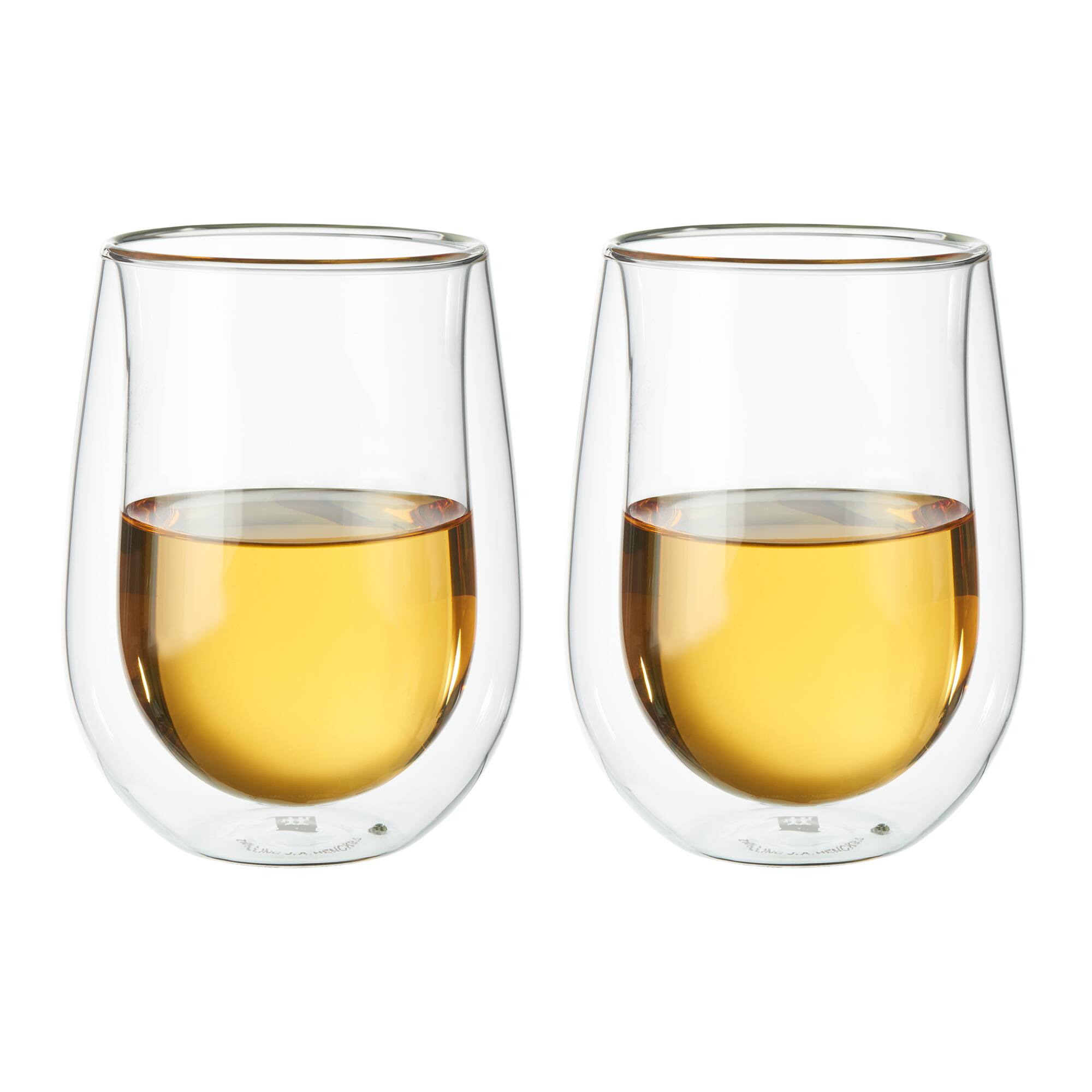 Alt View 2. ZWILLING - ZWILLING Sorrento 2-pc Double-Wall Stemless White Wine Glass Set - Clear.