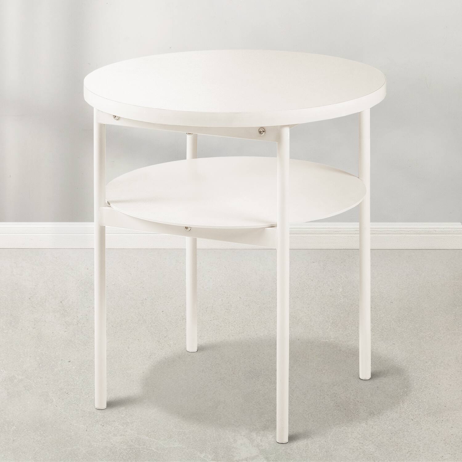 Alt View 7. Mellow - Mellow AIDA Round Multipurpose End and Side Table with Storage Shelf, Beige - Beige.