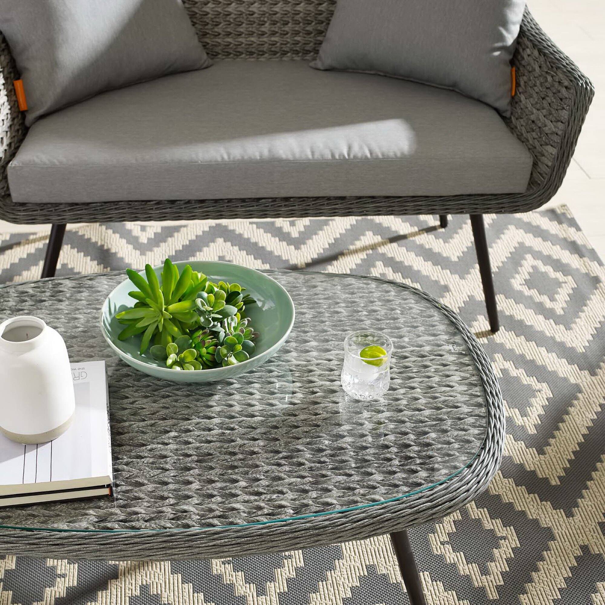 Left. Modway - Endeavor Outdoor Patio Wicker Rattan Coffee Table by Modway - Gray.