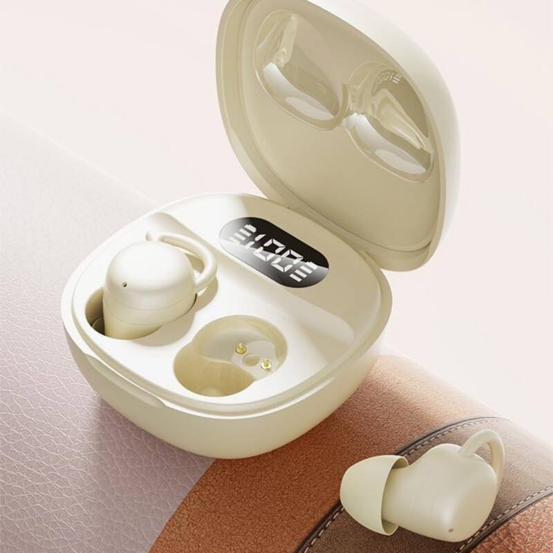 Left. RISOKEYS - Bluetooth Sleep Headphones, 40H Battery, Lightweight Mini Bluetooth Earbuds for Sleeping & Travel, White.