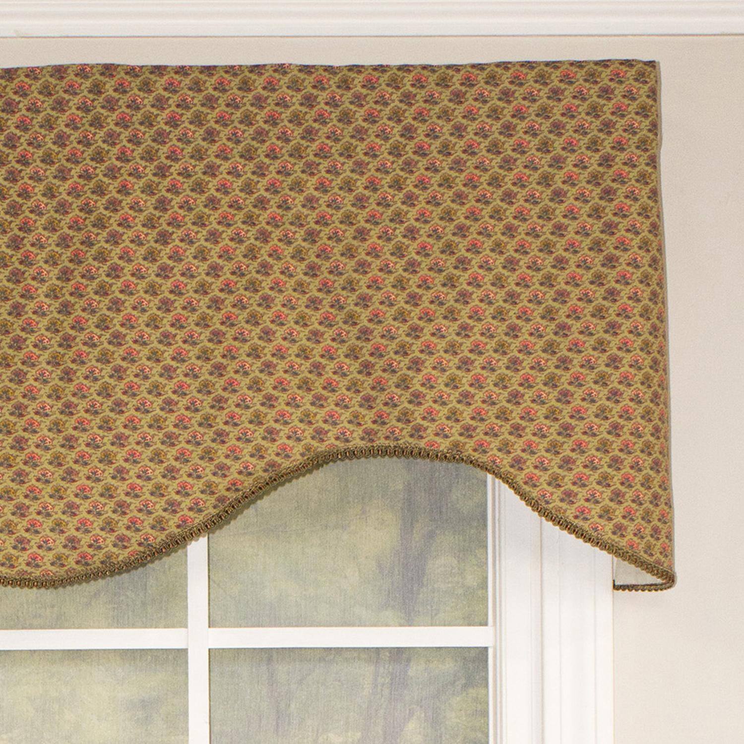 Left. RLF Home - RLF Home Meadow Cornice 100% Cotton with Fully Lined 3" Rod Pocket Valnance for Windows 50" x 17" Sage - Sage.