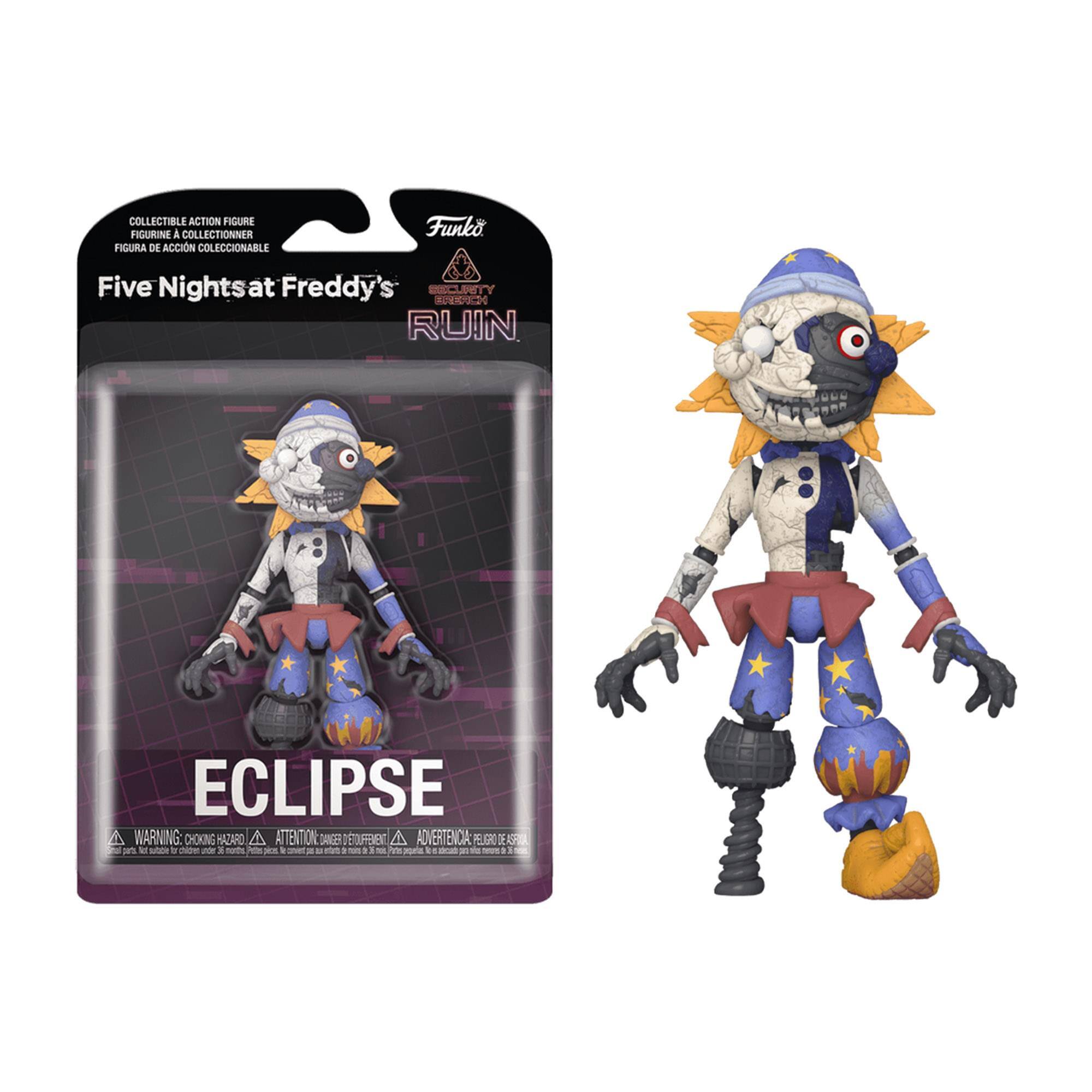 COLLECTIBLE ACTION FIGURE  
FIGURINE À COLLECTIONNER  
FIGURA DE ACCIÓN COLECCIONABLE  

Five Nights at Freddy's  
RUIN  

ECLIPSE  

WARNING: CHOKING HAZARD  
ATTENTION: DANGER DE CHOKING  
ADVERTENCIA: PEQUEÑO OBJETO QUE PUEDE SER INGESTADO
