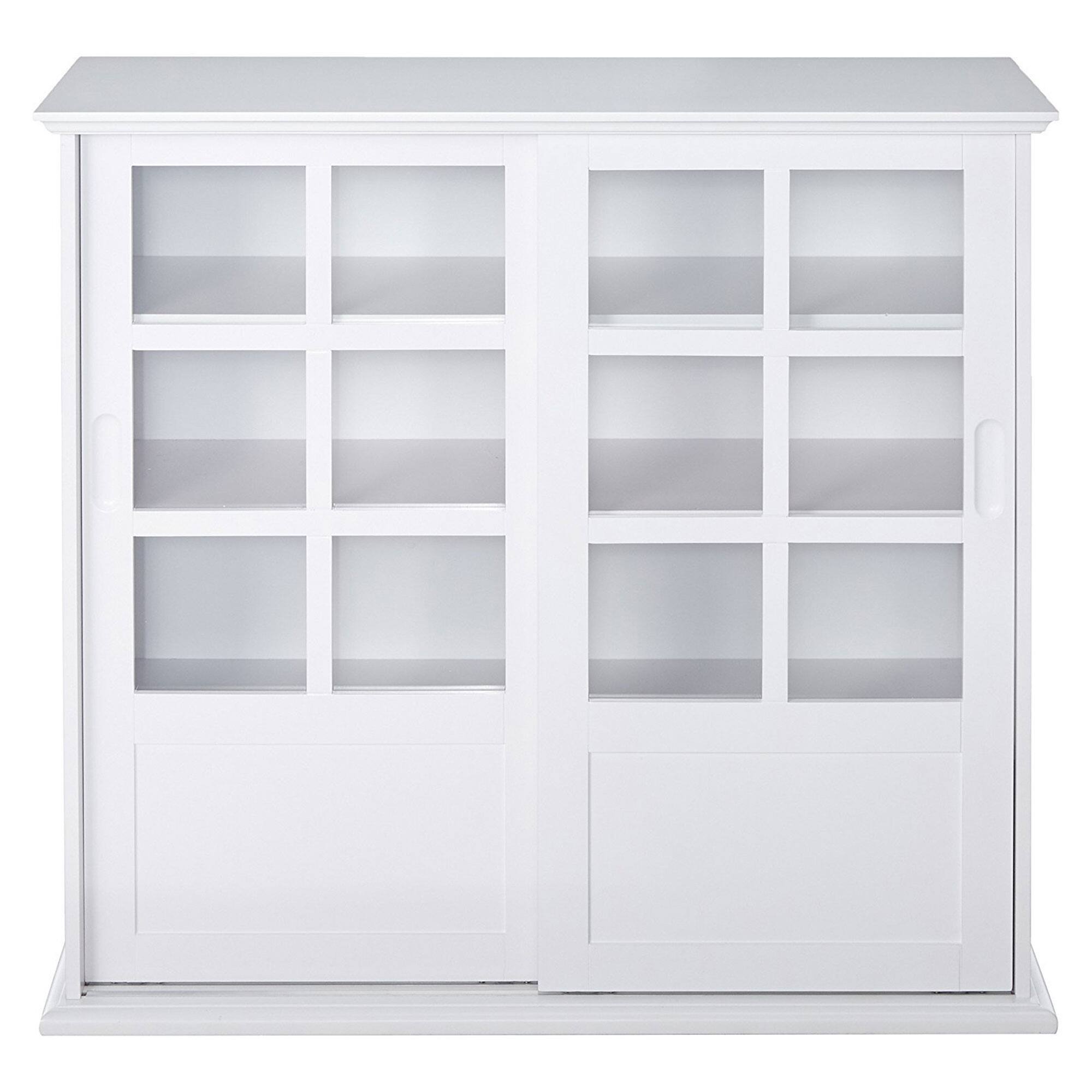 Alt View 1. Kings Brand Furniture - Kings Brand Furniture Holmes White Wood Curio Cabinet with Glass Sliding Doors - White.