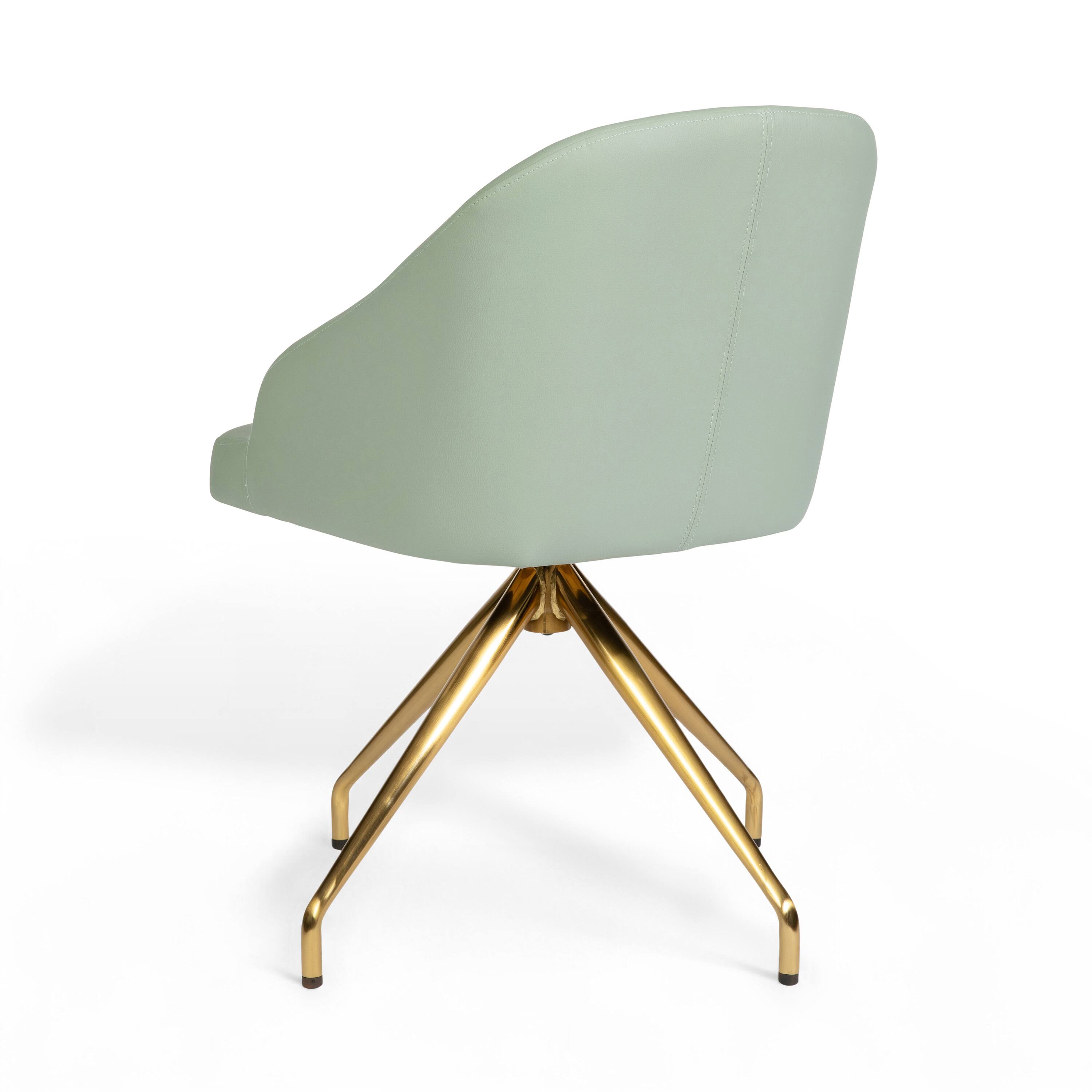 Alt View 8. Martha Stewart - Sora Upholstered Stationary Swivel Home Office Chair - Sage Faux Leather/Polished Brass Frame.